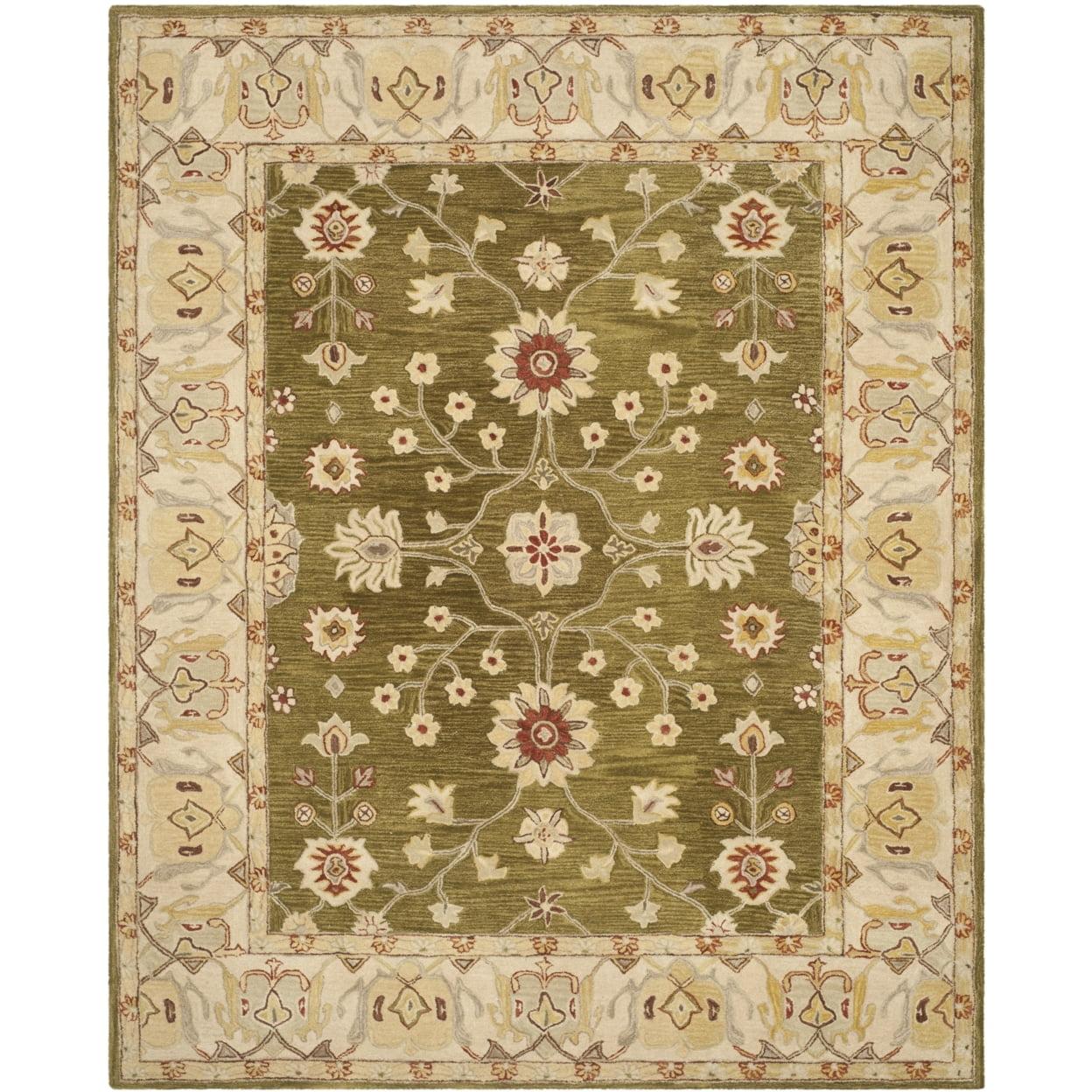 SAFAVIEH Anatolia Sandy Traditional Wool Area Rug, Moss/Ivory, 9' x 12'