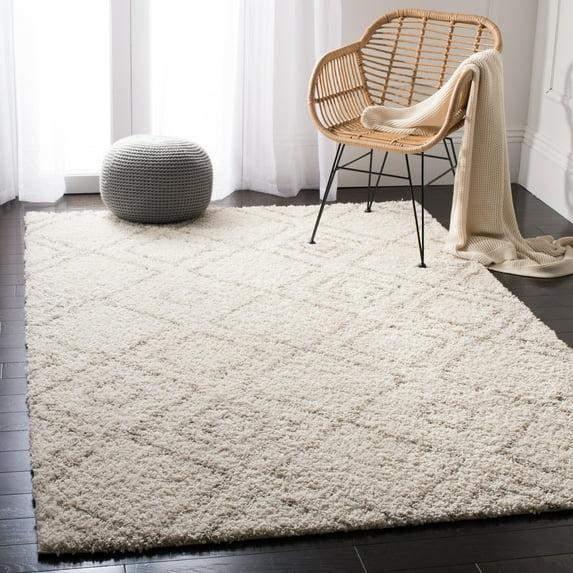 Arizona Shag ASG744 Power Loomed Indoor Area Rug - Ivory/Beige - 5'1"x7'6" - Safavieh