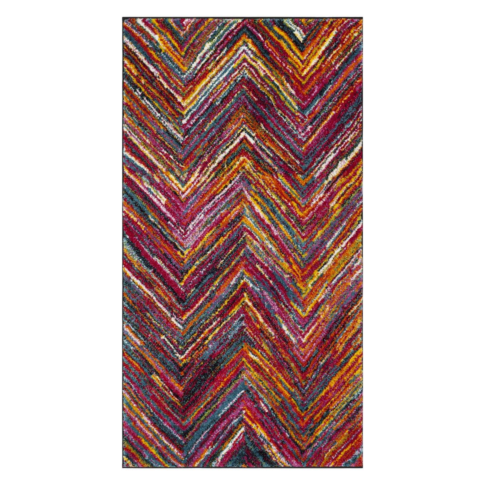 Aruba Multi-Color Chevron Synthetic Area Rug 5'3" x 7'6"