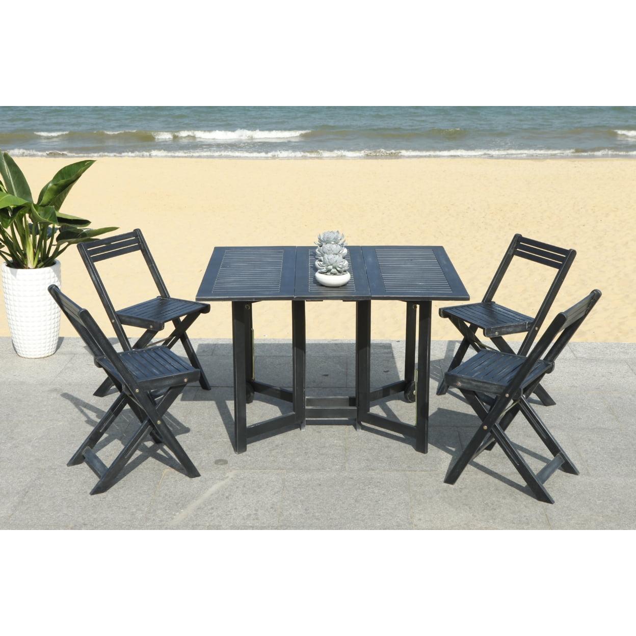 Arvin 5 Piece Patio Outdoor Foldable Dining Set  - Safavieh