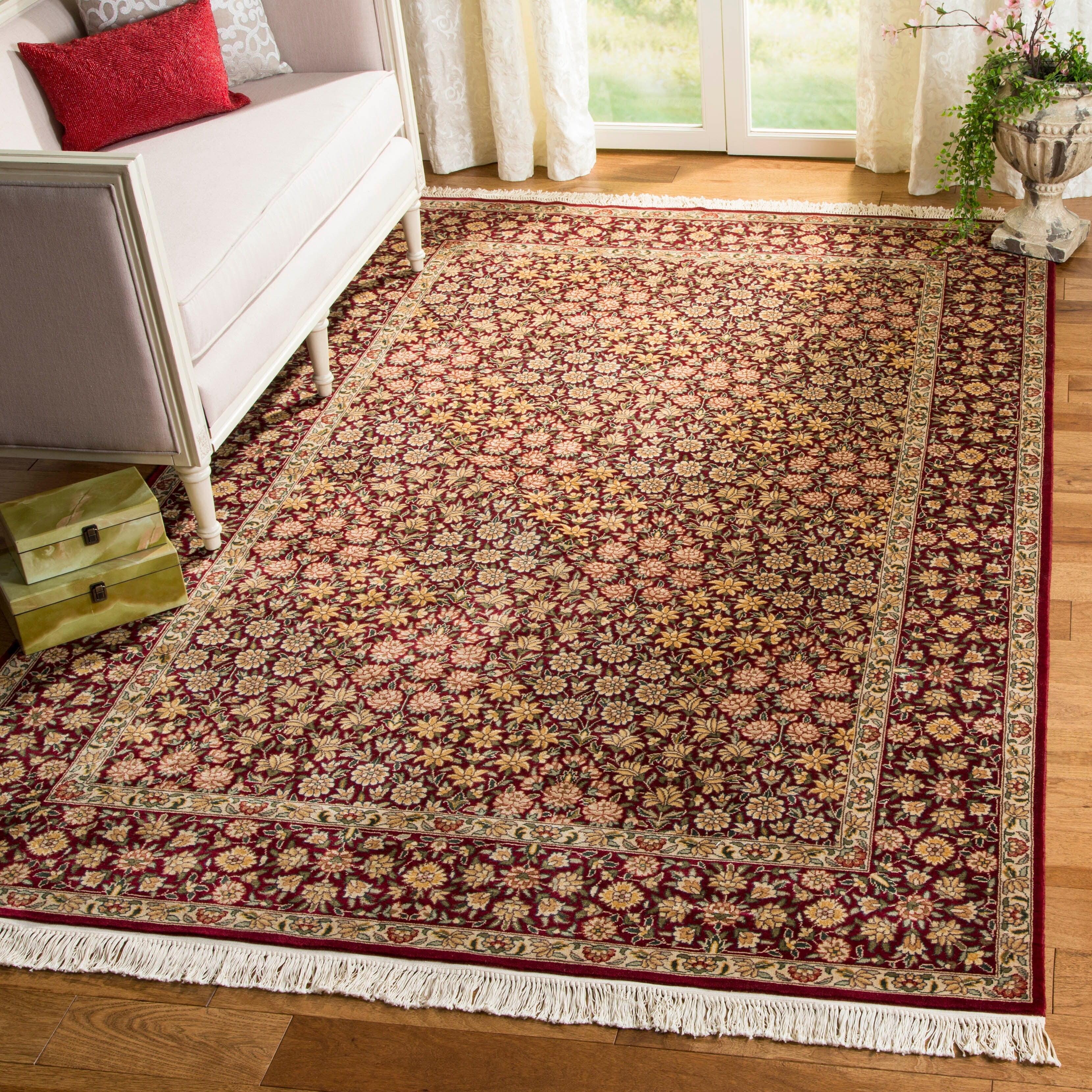 Royal Kerman Floral Hand-Knotted Wool Gray/Beige Area Rug