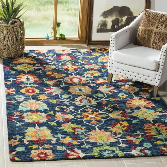 Aspen APN510 Hand Tufted Indoor Area Rug - Navy/Red - 7'x7' - Safavieh
