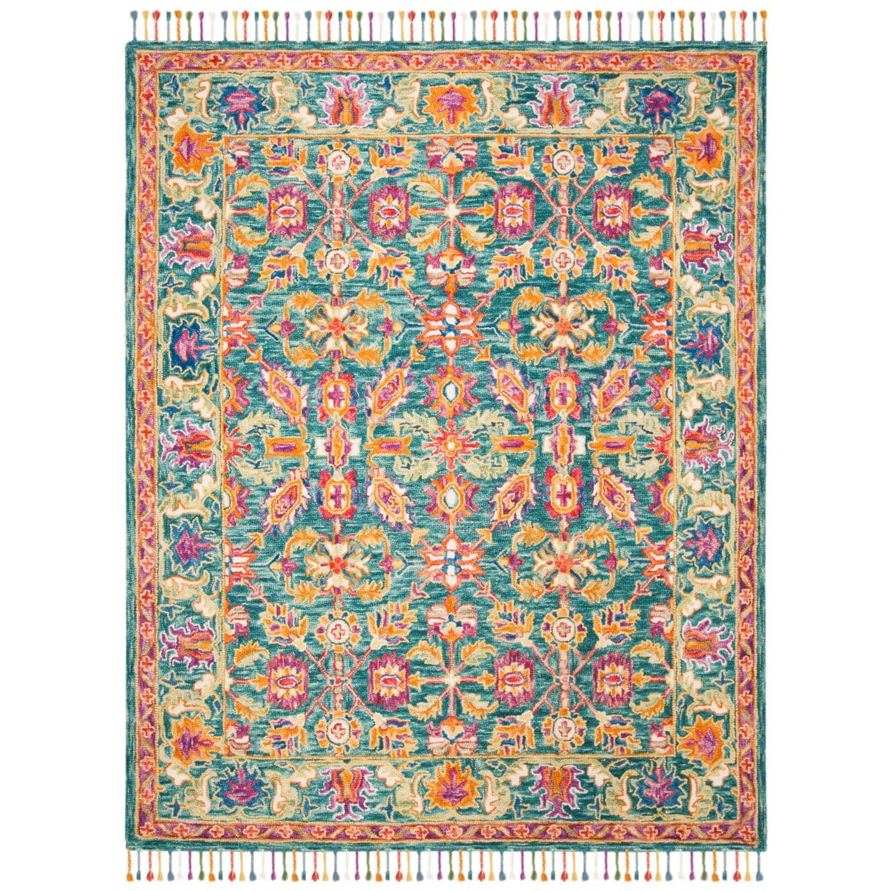 SAFAVIEH Aspen Mario Floral Wool Area Rug, Turquoise/Purple, 2' x 3'