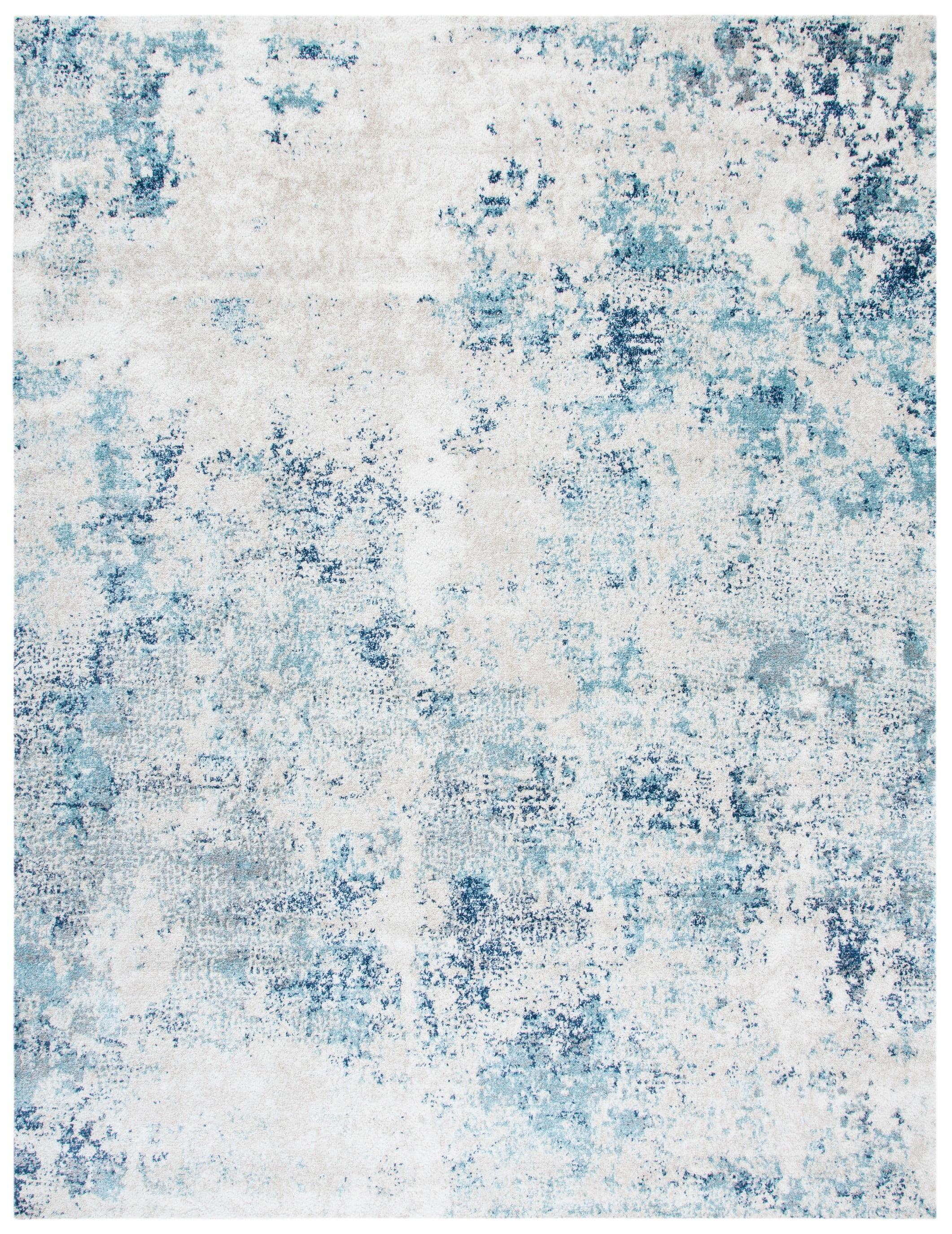 Safavieh  Aston Fedra Modern Abstract Rug Ivory/Blue 9'  x  12' 9' x 12' Indoor Living Room,Bedroom,Dining Room Blue Rectangle