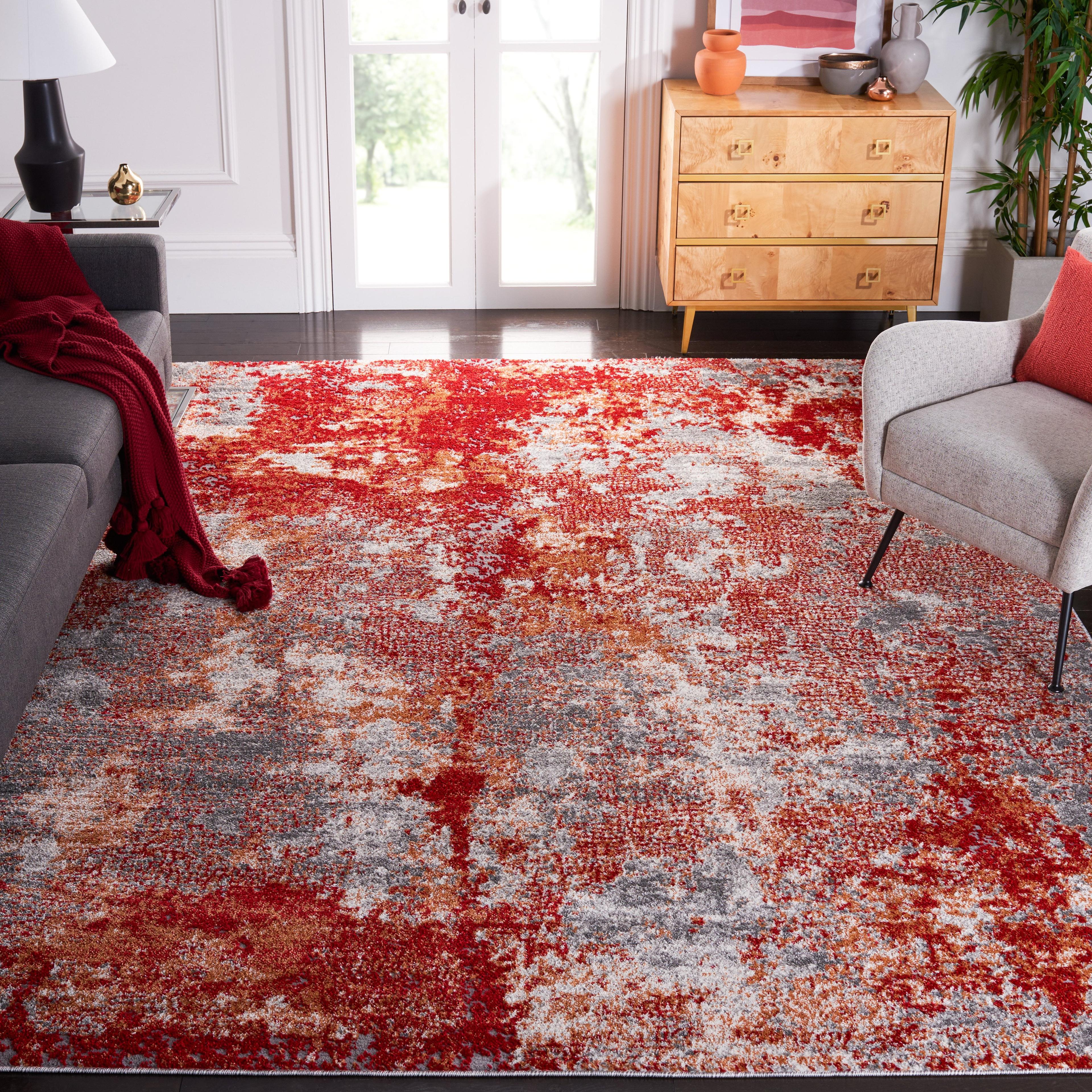 Aston ASN710 Power Loomed Area Rug - Red/Grey - 8'x10' - Safavieh.