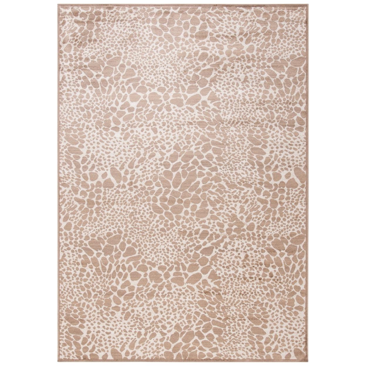 Safavieh  Atlas Basilina Traditional Oriental Viscose Rug Camel/Stone 3'3" x 5'3" 3' x 5', 4' x 6' Indoor Living Room, Bedroom, Dining Room Off-White