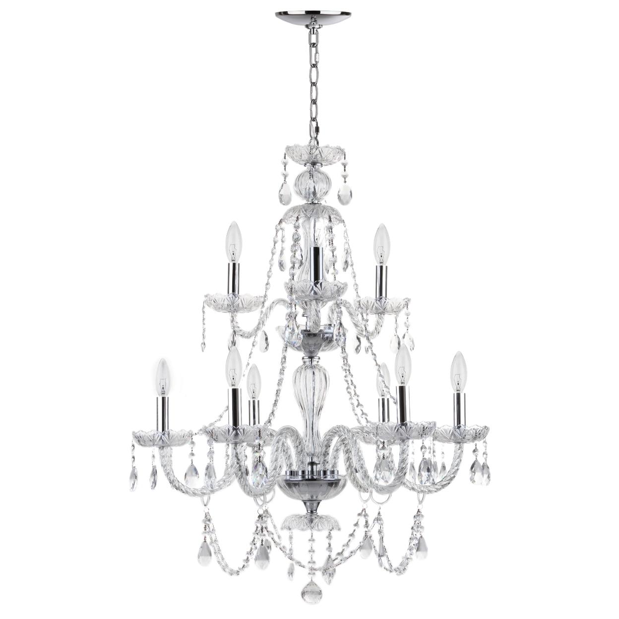 Chrome and Crystal 9-Light Candle Chandelier