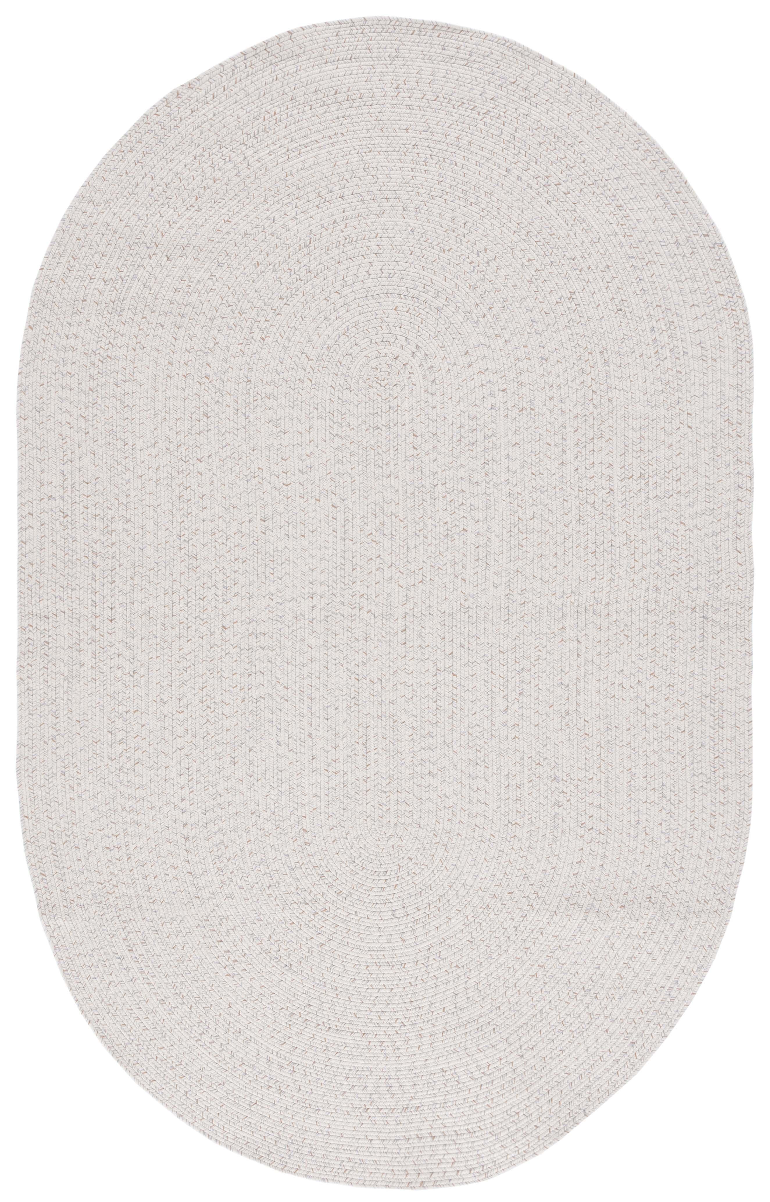 SAFAVIEH Braided Gino Distressed Machine Washable Reversible Area Rug, Ivory/Light Grey, 4' x 6' Oval