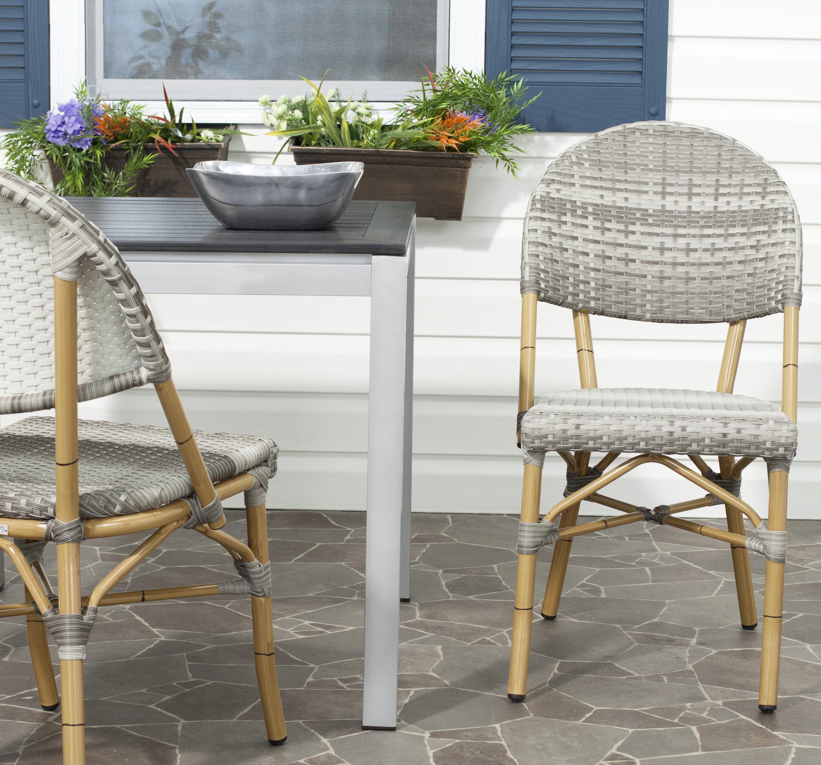 Tropical Flair Gray PE Wicker and Faux Bamboo Side Chairs (Set of 2)