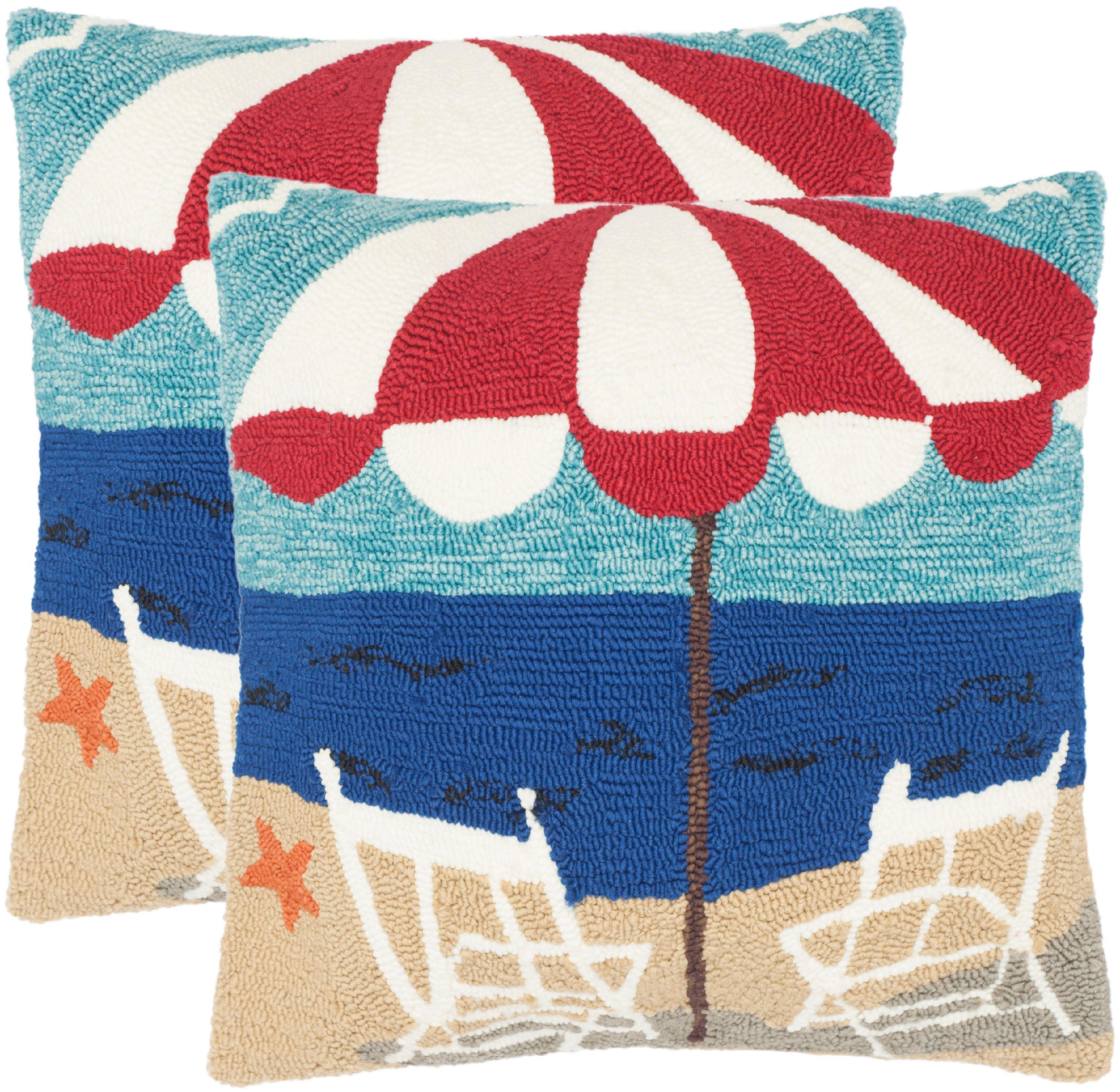 Nautical Beach Scene 20" Square Outdoor Pillows, Set of 2