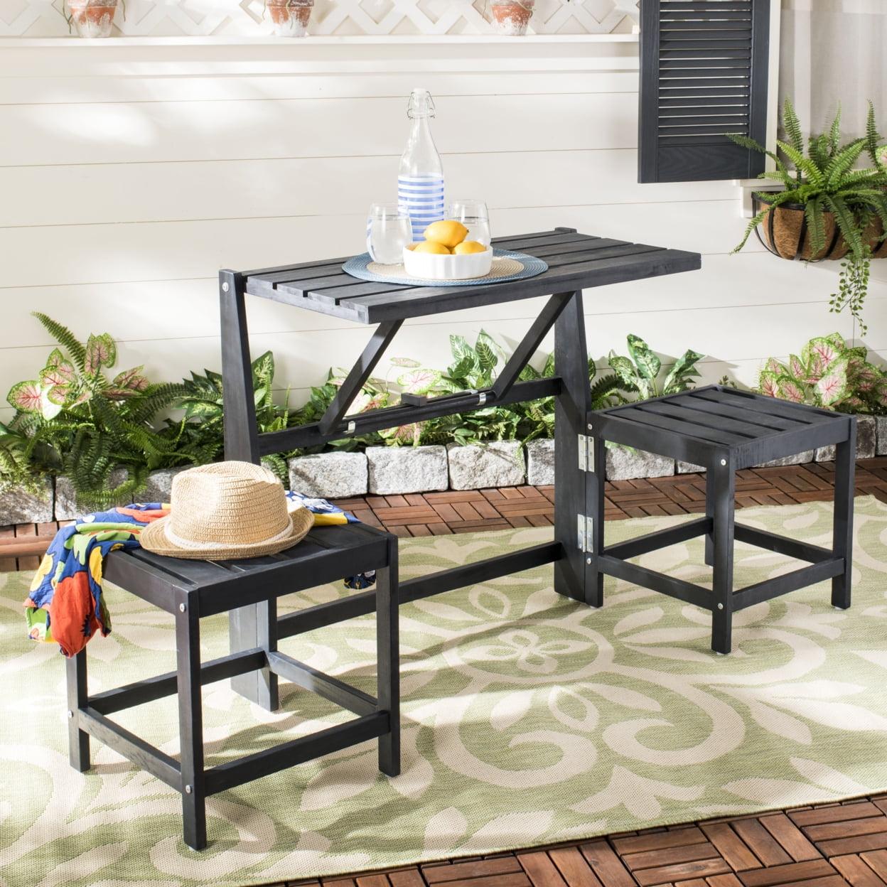 Belamy 63'' Black Transformer Bench-to-Table for Outdoor Use
