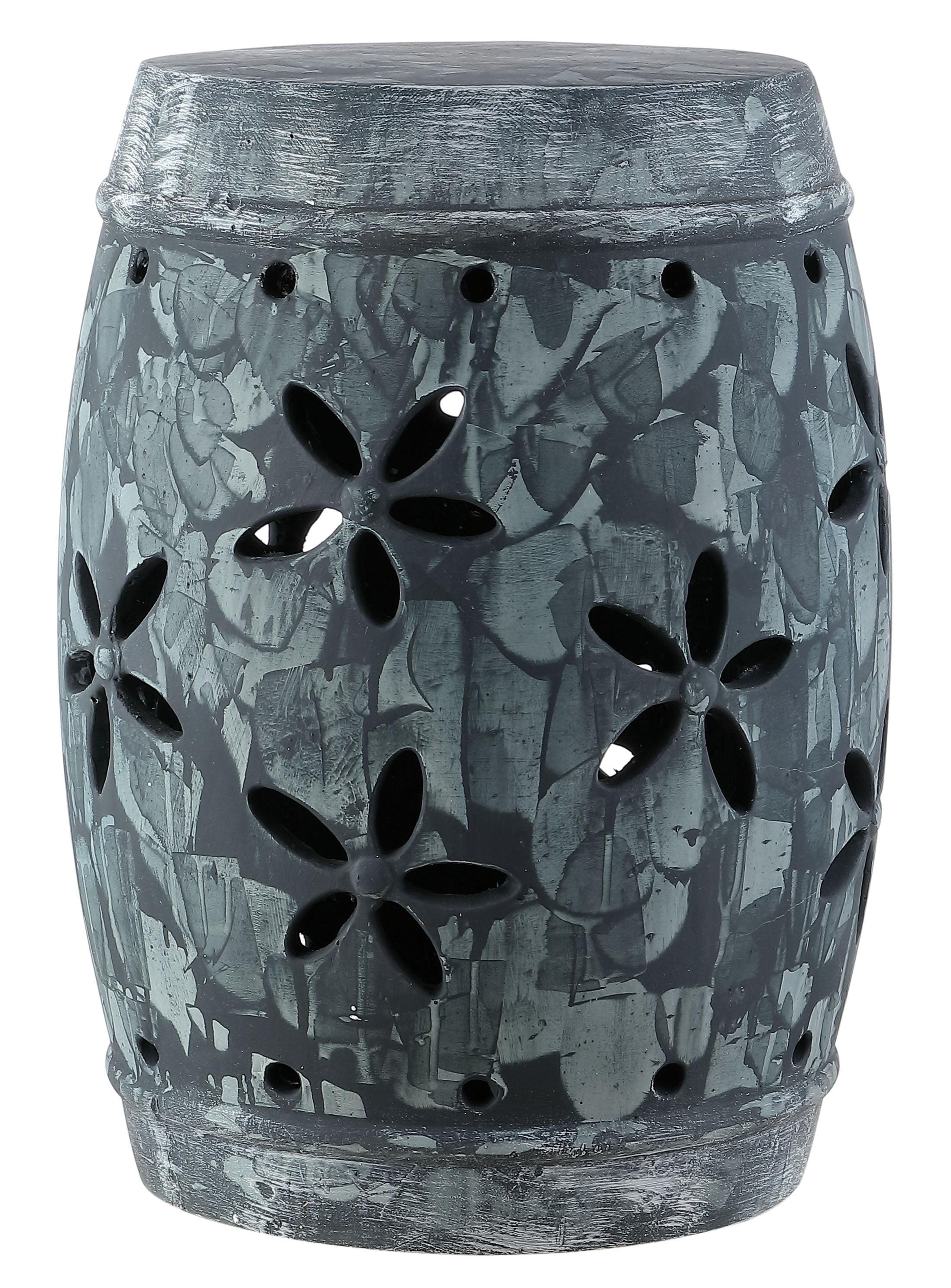 Belna Ceramic Garden Stool - Antiqued Grey -  Safavieh.