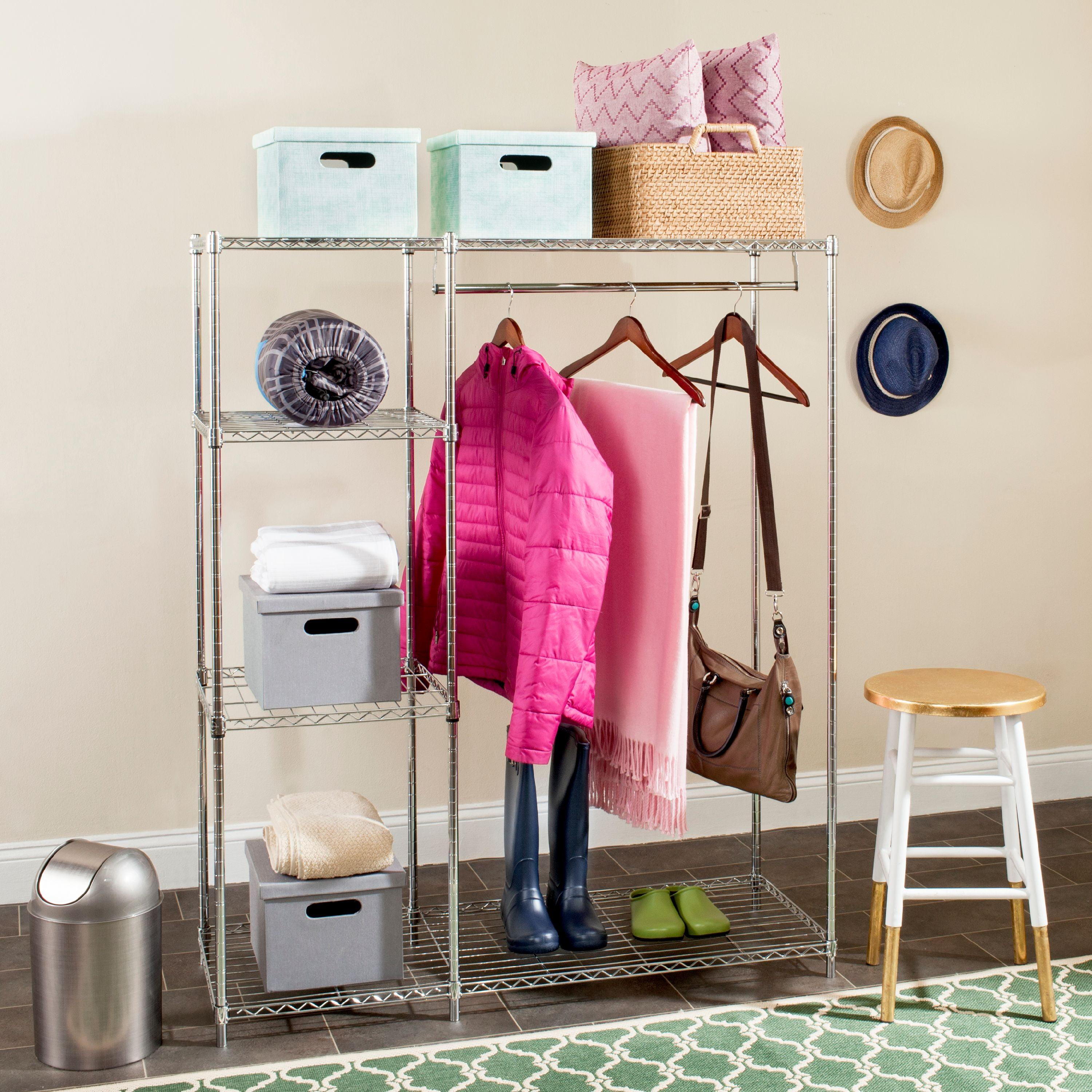 Betsy Chrome Adjustable Wire Garment Rack with Shelves