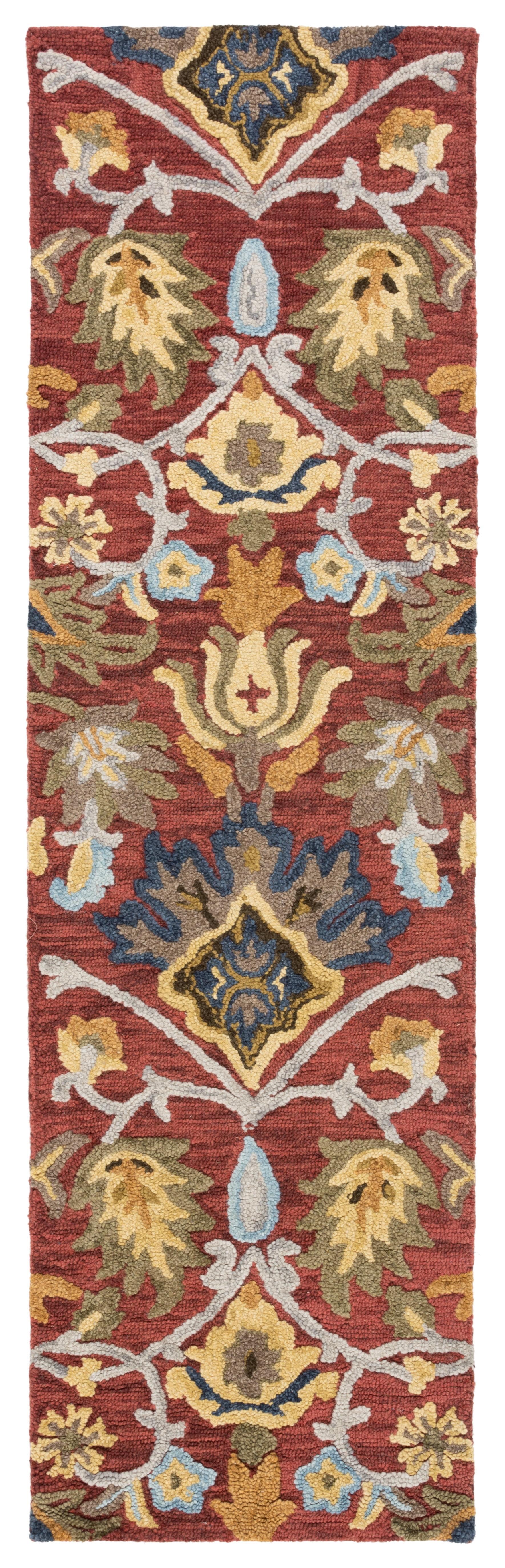 SAFAVIEH Blossom Lennon Floral Wool Runner Rug, Red/Multi, 2'3" x 14'