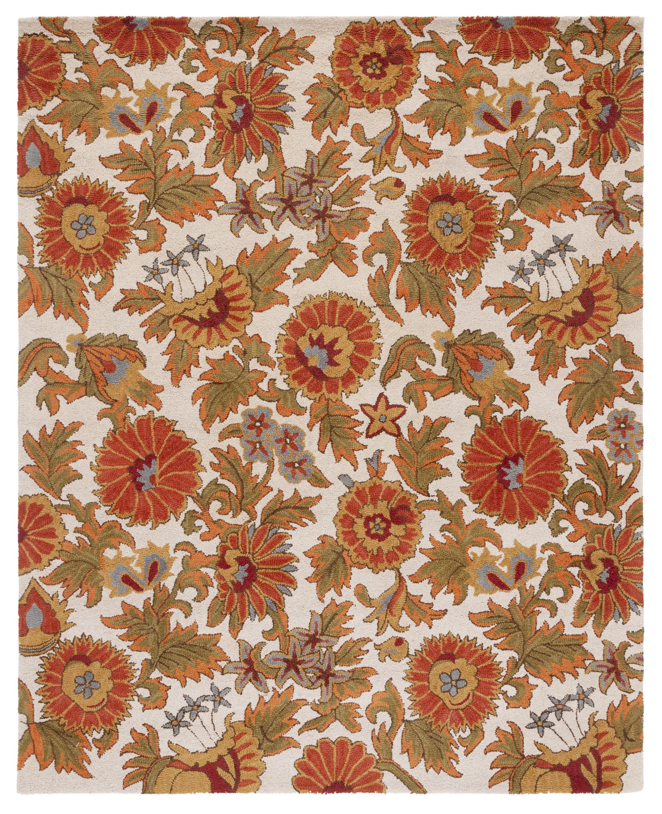 Blossom Beige and Multi Floral Wool 8' x 10' Area Rug