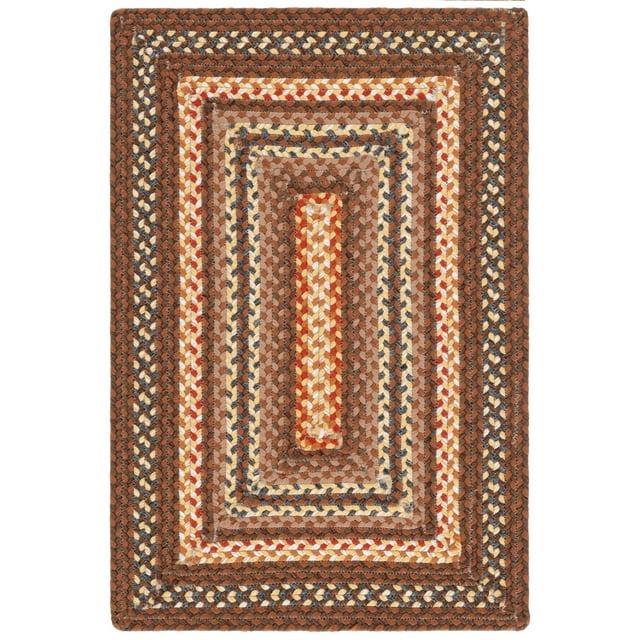SAFAVIEH Braided Angel Bordered Machine Washable Reversible Area Rug, Brown/Light Brown, 2' x 3'