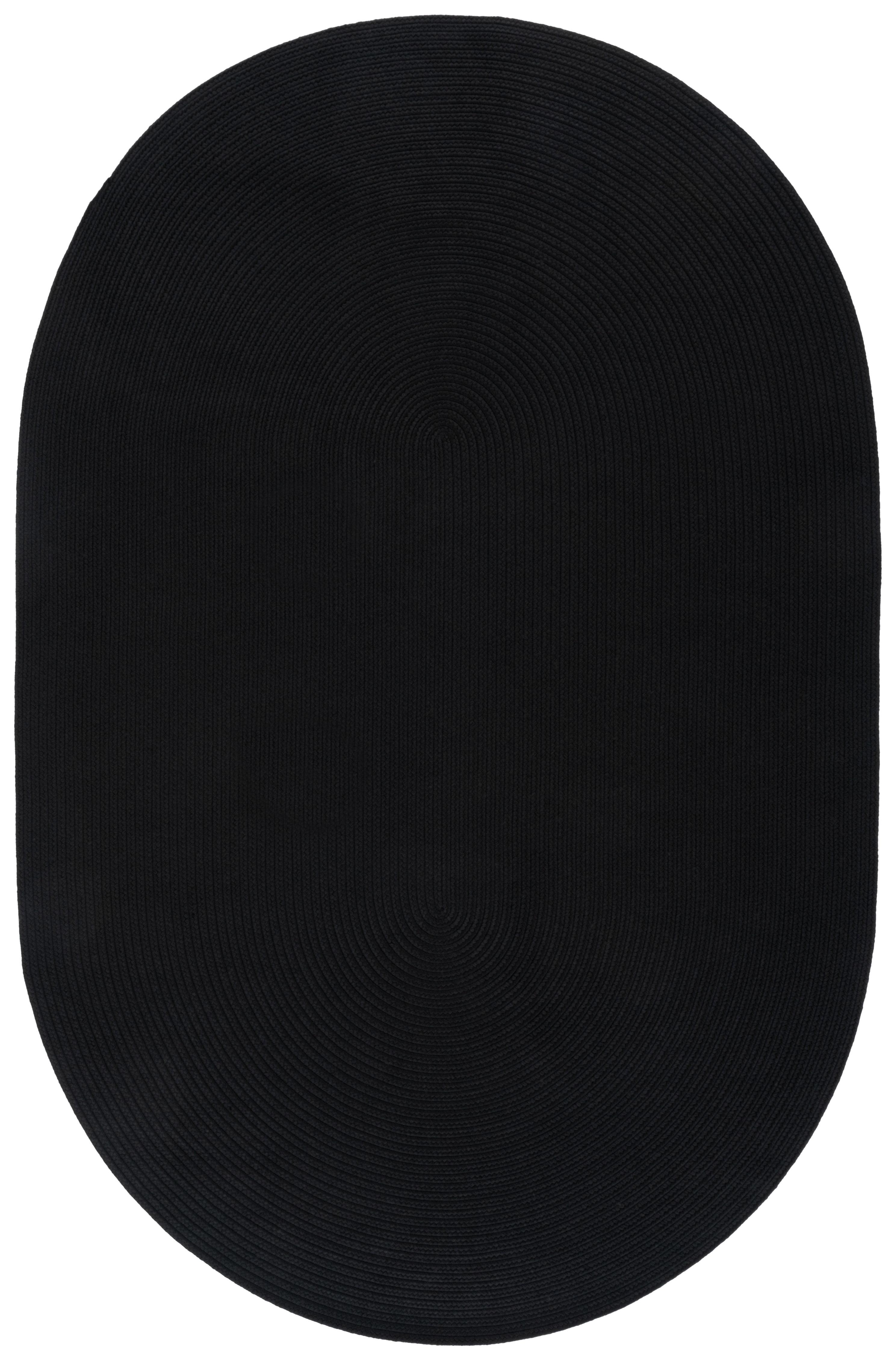SAFAVIEH Braided Rishika Solid Machine Washable Reversible Area Rug, Black, 4' x 6' Oval