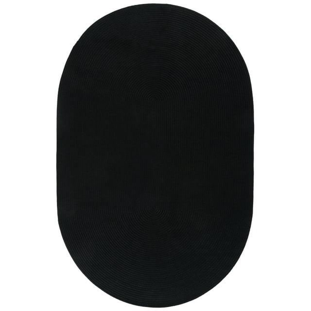 SAFAVIEH Braided Rishika Solid Machine Washable Reversible Area Rug, Black, 4' x 6' Oval