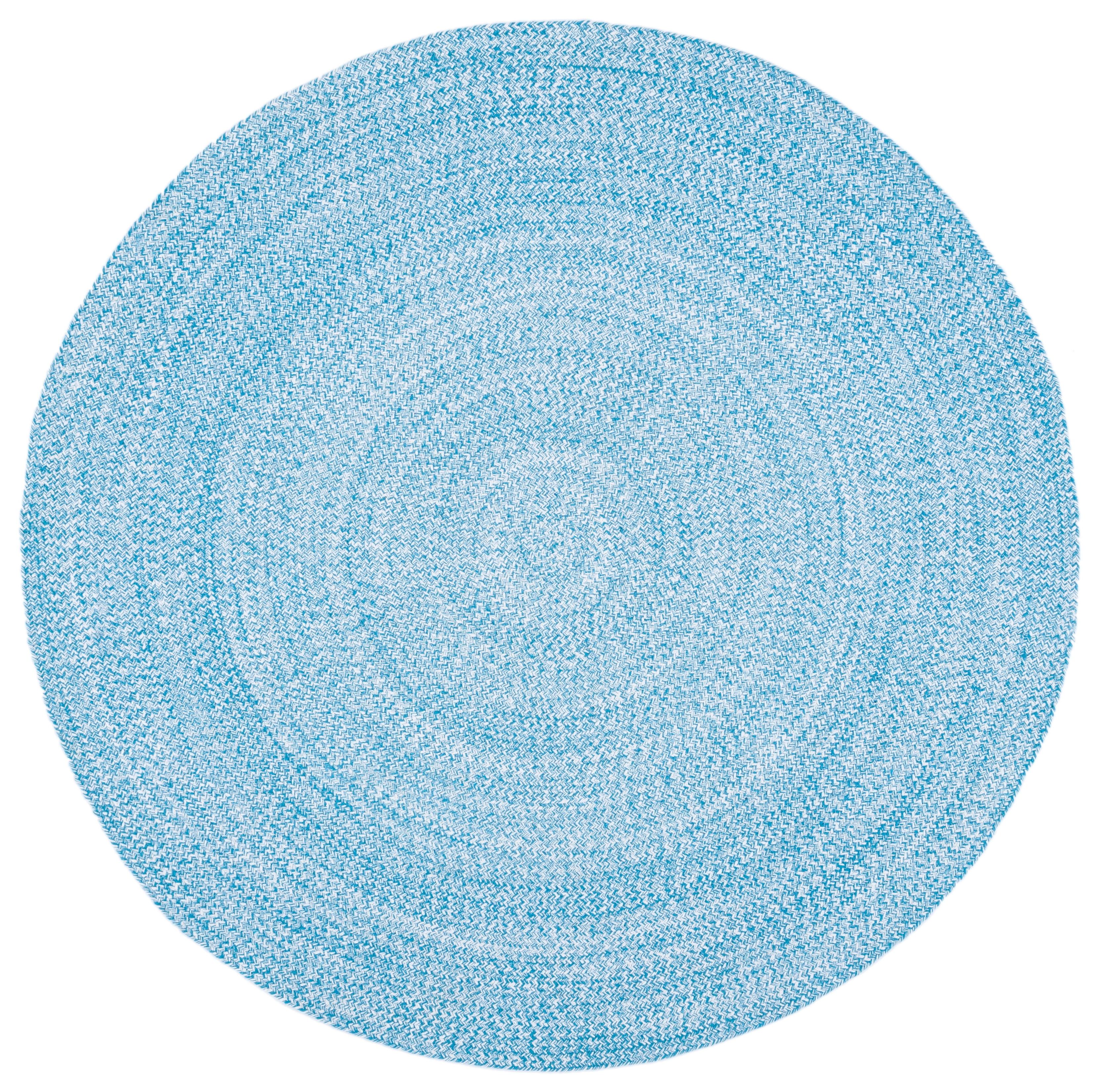 Braided BRD351 Hand Braided Area Rug - Blue/Ivory - 4' round - Safavieh.