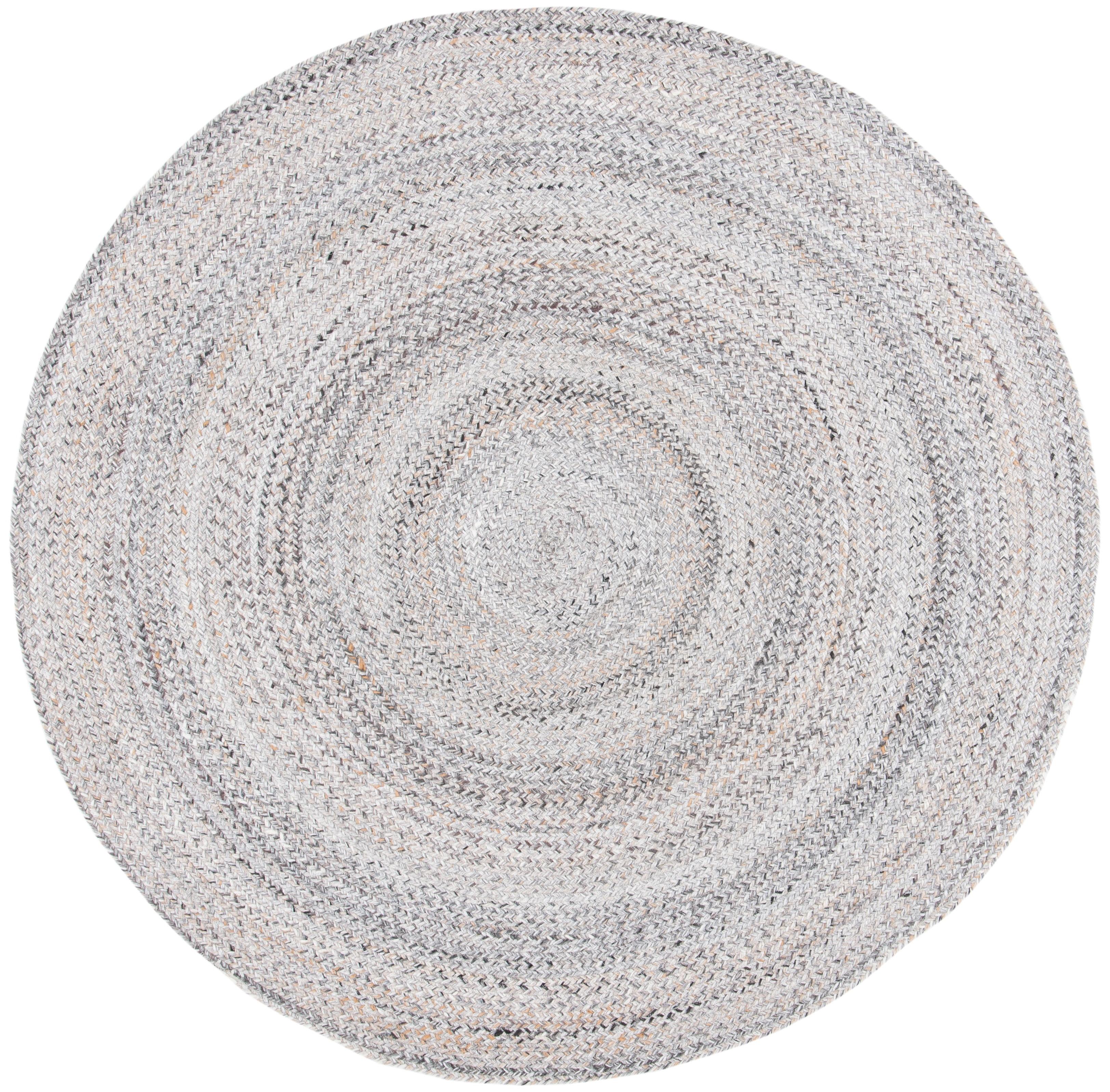 Braided BRD851 Hand Braided Area Rug - Grey - 3' round - Safavieh.