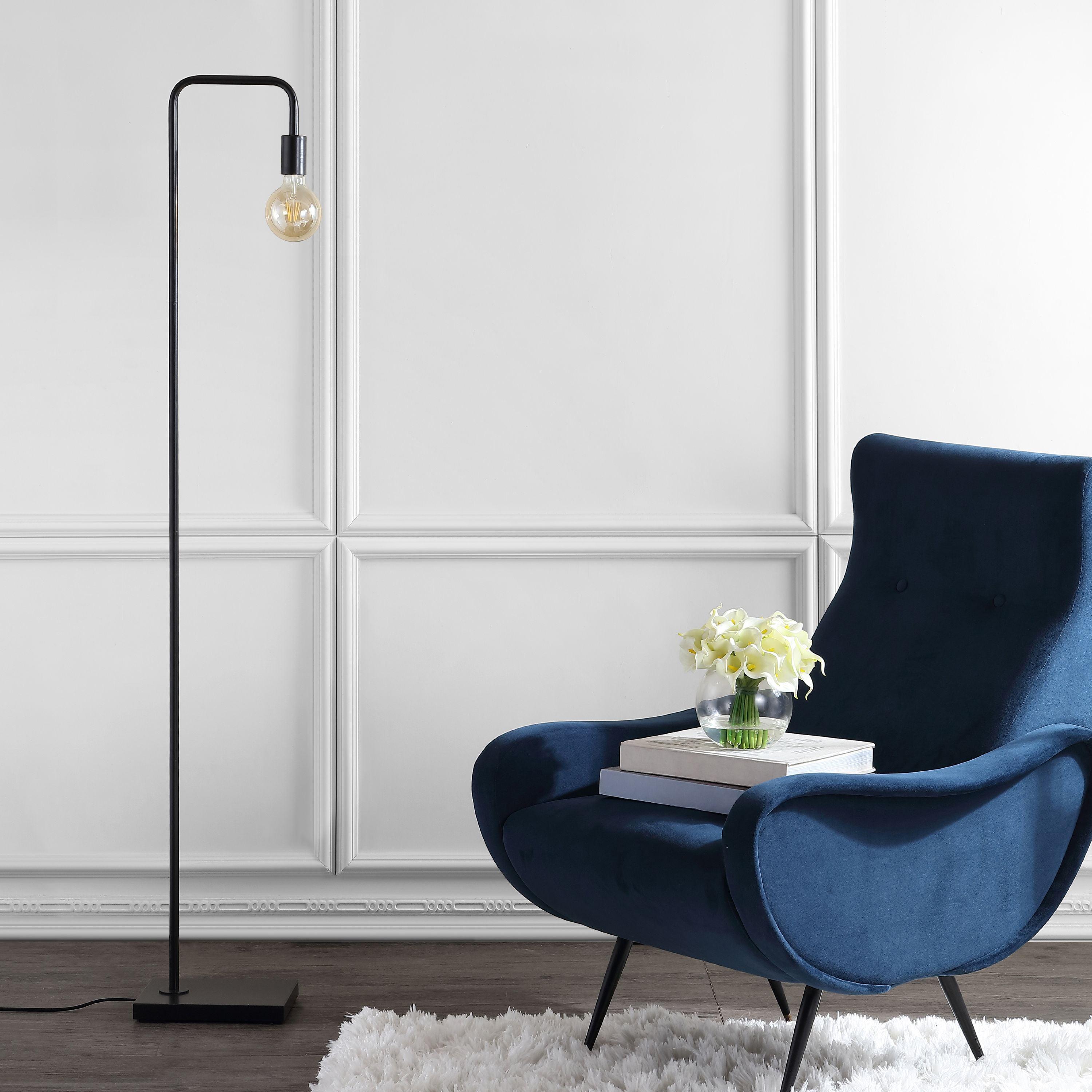 Contemporary 60'' Gray Minimalist Metal Floor Lamp with LED Bulb