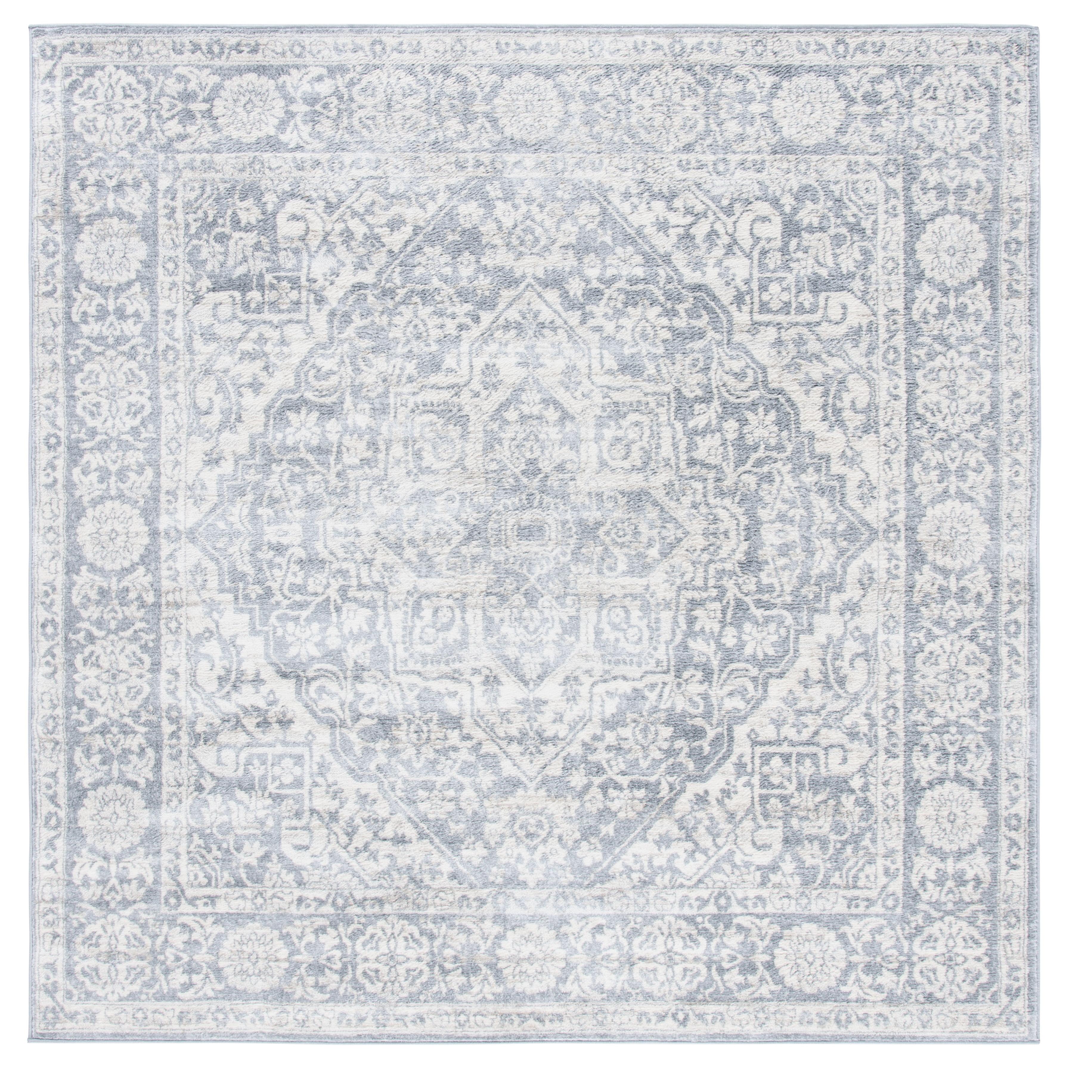 SAFAVIEH Brentwood Adams Oriental Area Rug, Light Grey/Ivory, 10' x 10' Square