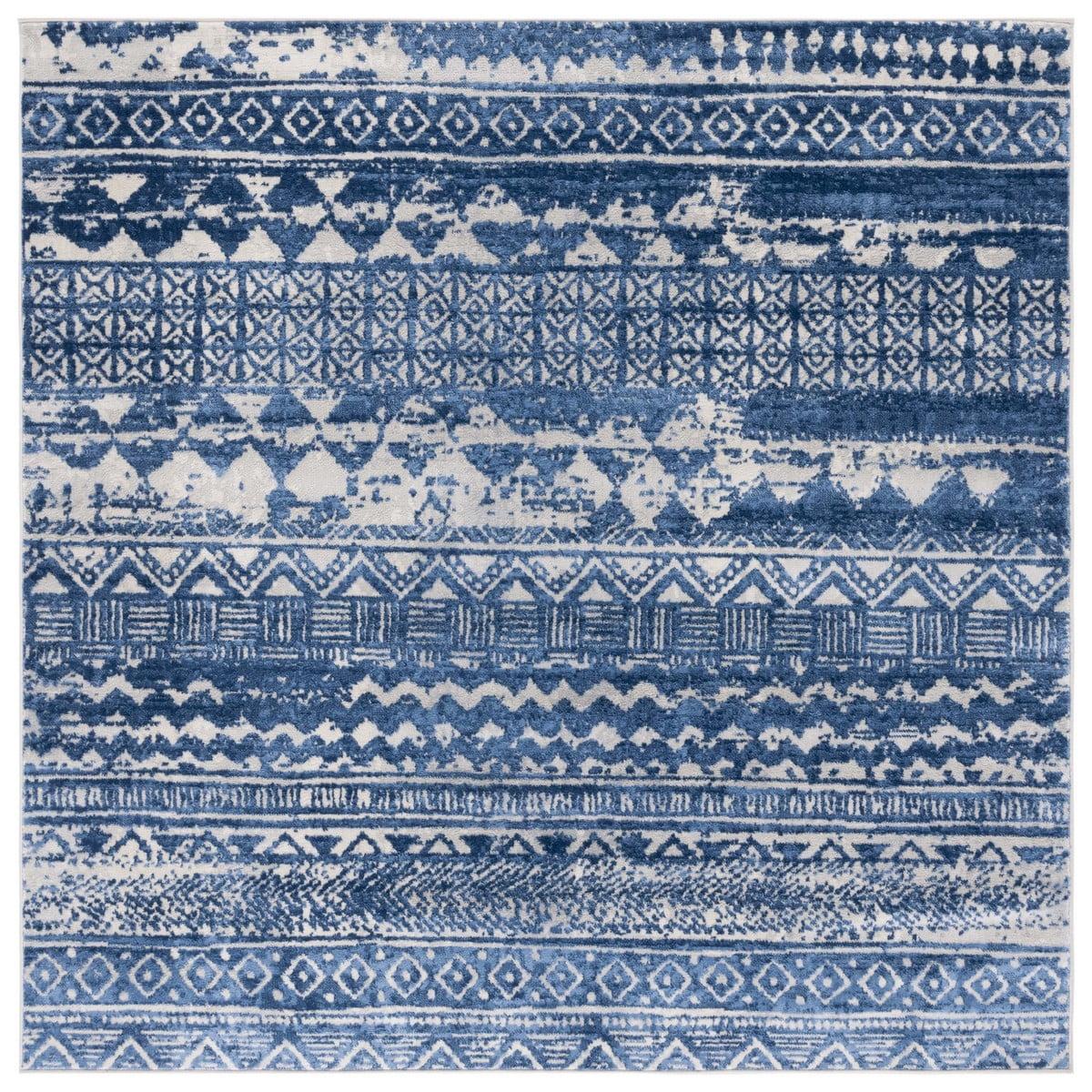 Brentwood BNT835 Power Loomed Area Rug - Blue/Ivory - 6'7"x6'7" - Safavieh.