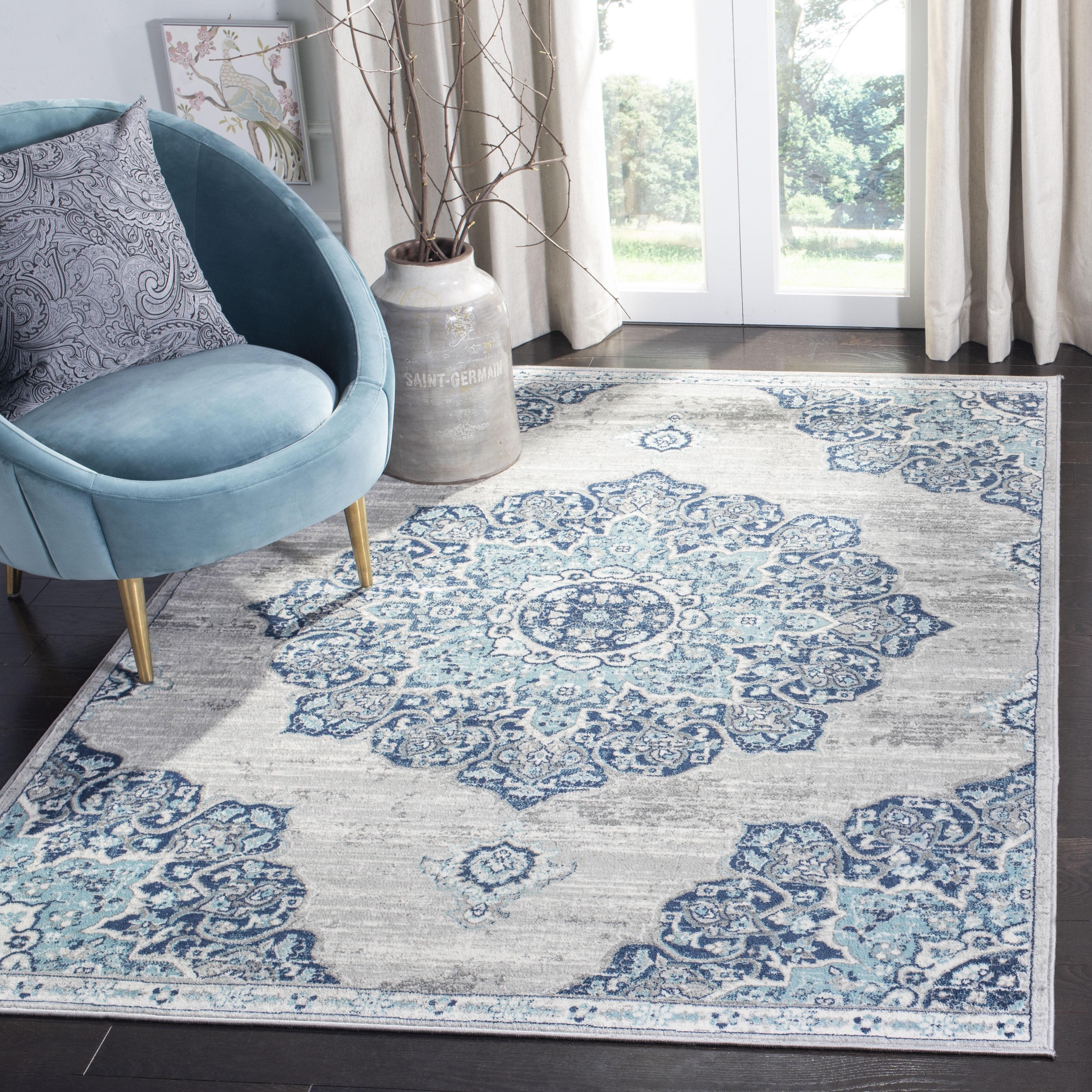 Brentwood BNT849 Power Loomed Area Rug - Navy/Light Grey - 8'x10' - Safavieh.