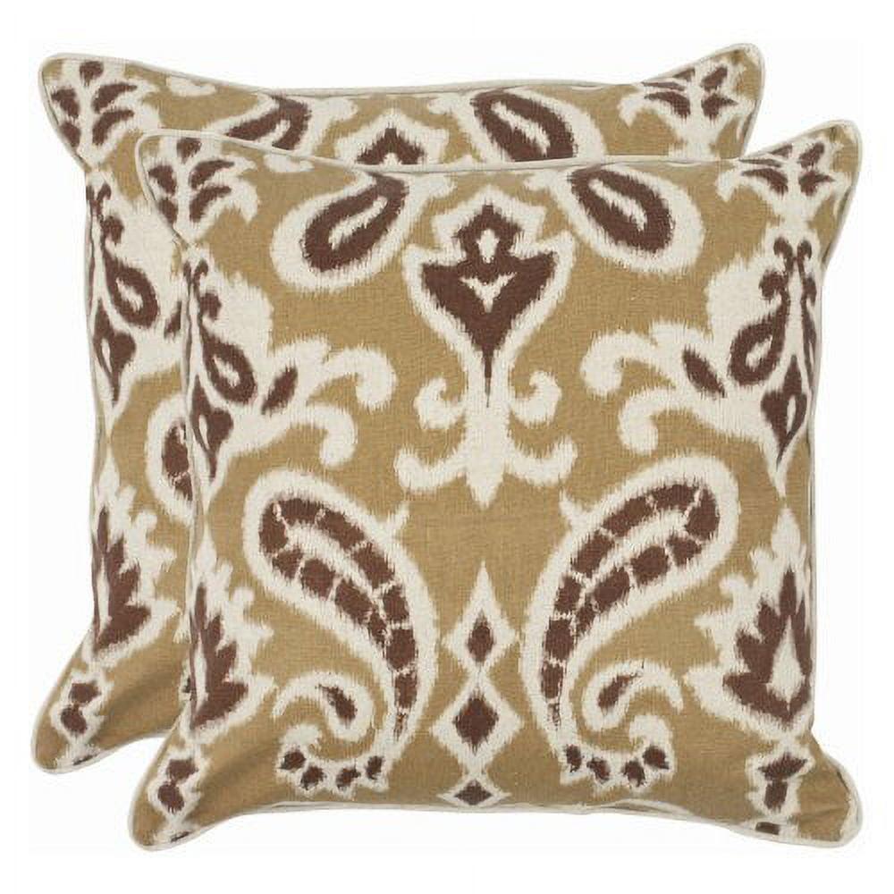 Porch Blue Paisley Cotton Linen 22" Square Throw Pillow Set