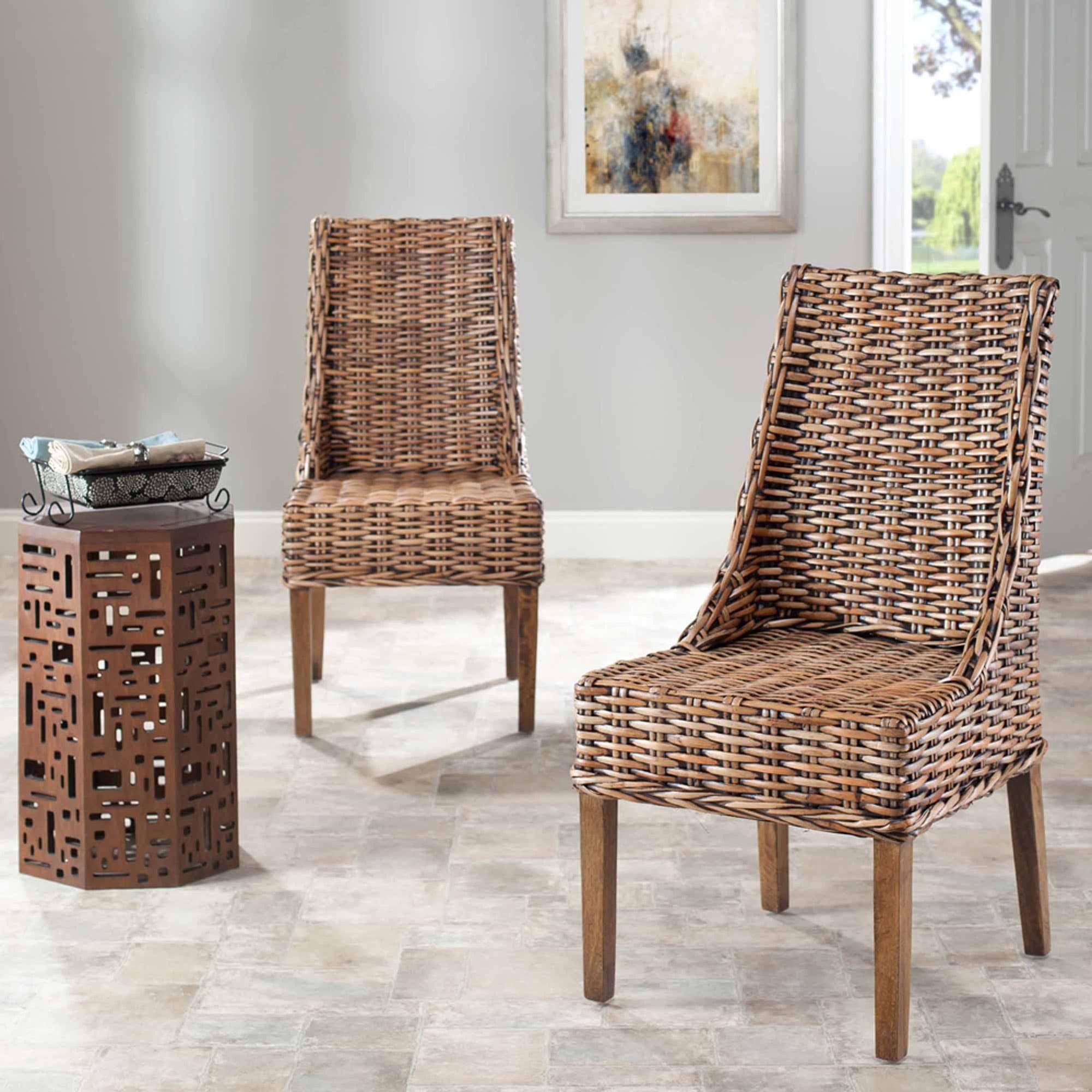 Suncoast 18''H Rattan Arm Chair (Set Of 2) - Brown/Teak Brown - Safavieh