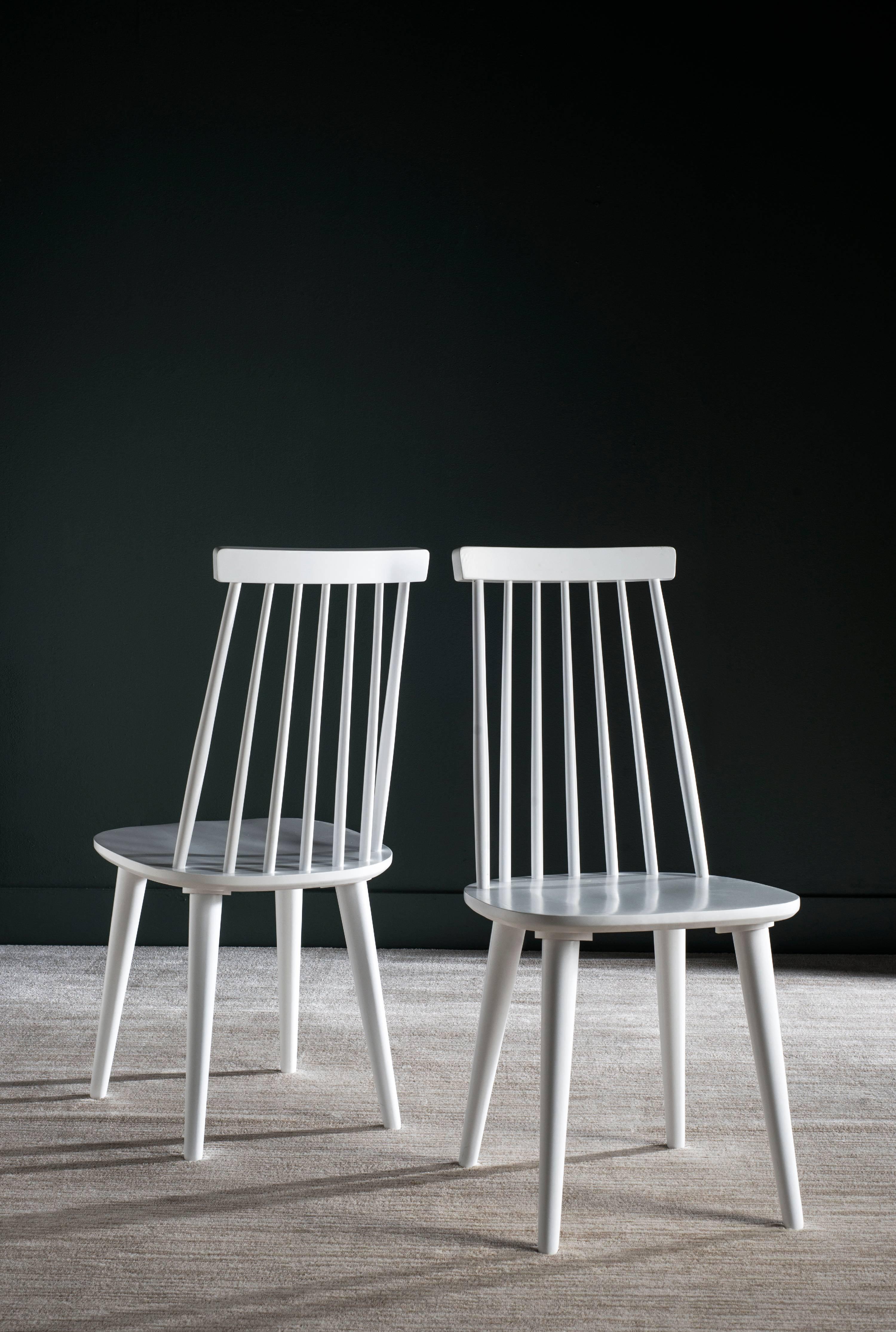 Transitional Tapered Back White Side Chair Set of 2