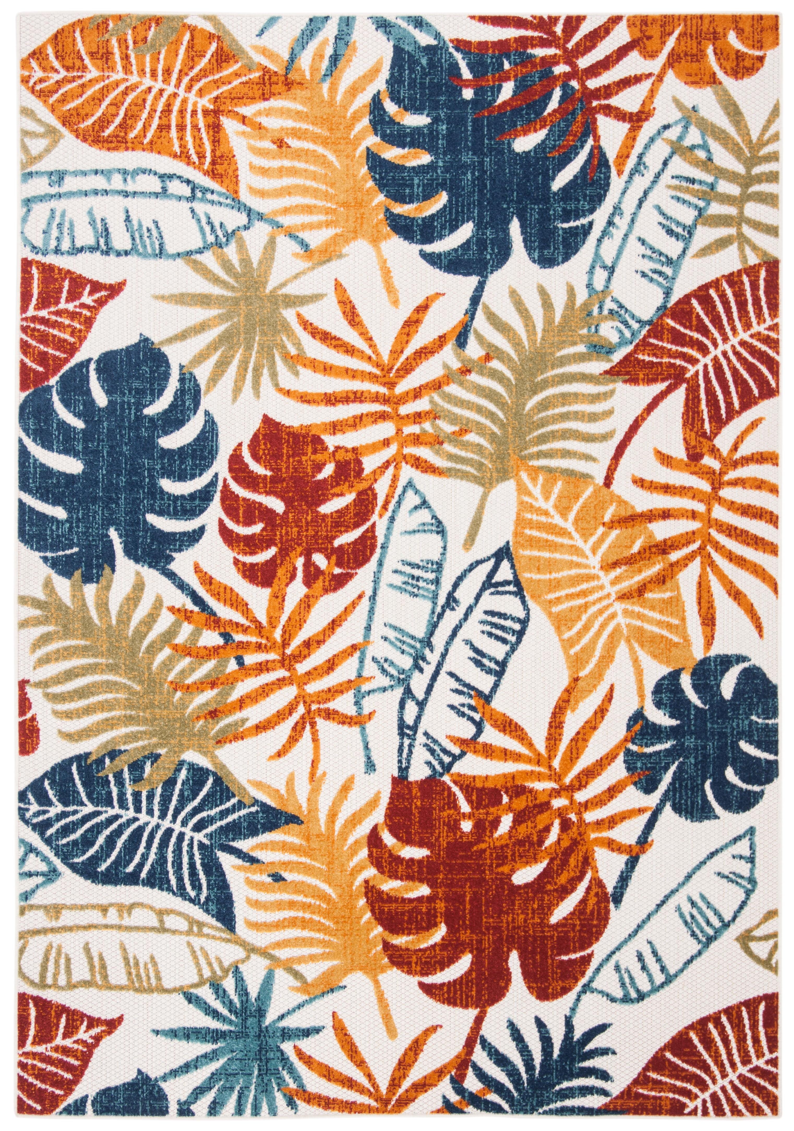 Cabana CBN831 Power Loomed Indoor and Outdoor Area Rug - Creme/Red - 3'x5' - Safavieh.