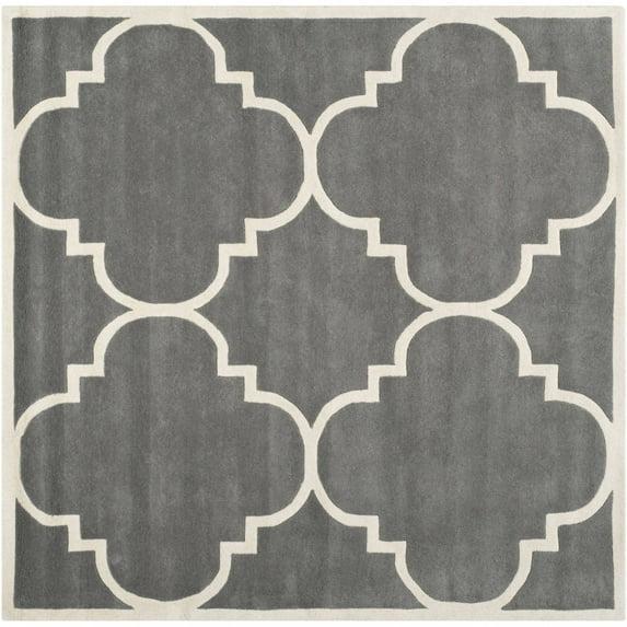 Safavieh CHATHAM, DARK GREY / IVORY, 4' X 4' Square, Area Rug, CHT730D-4SQ