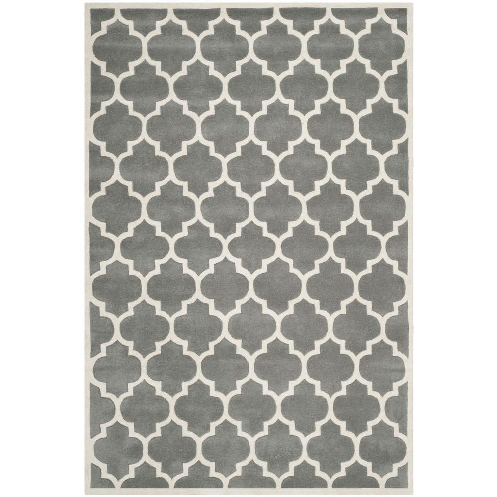 Safavieh CHATHAM, DARK GREY / IVORY, 5' X 8', Area Rug, CHT734D-5