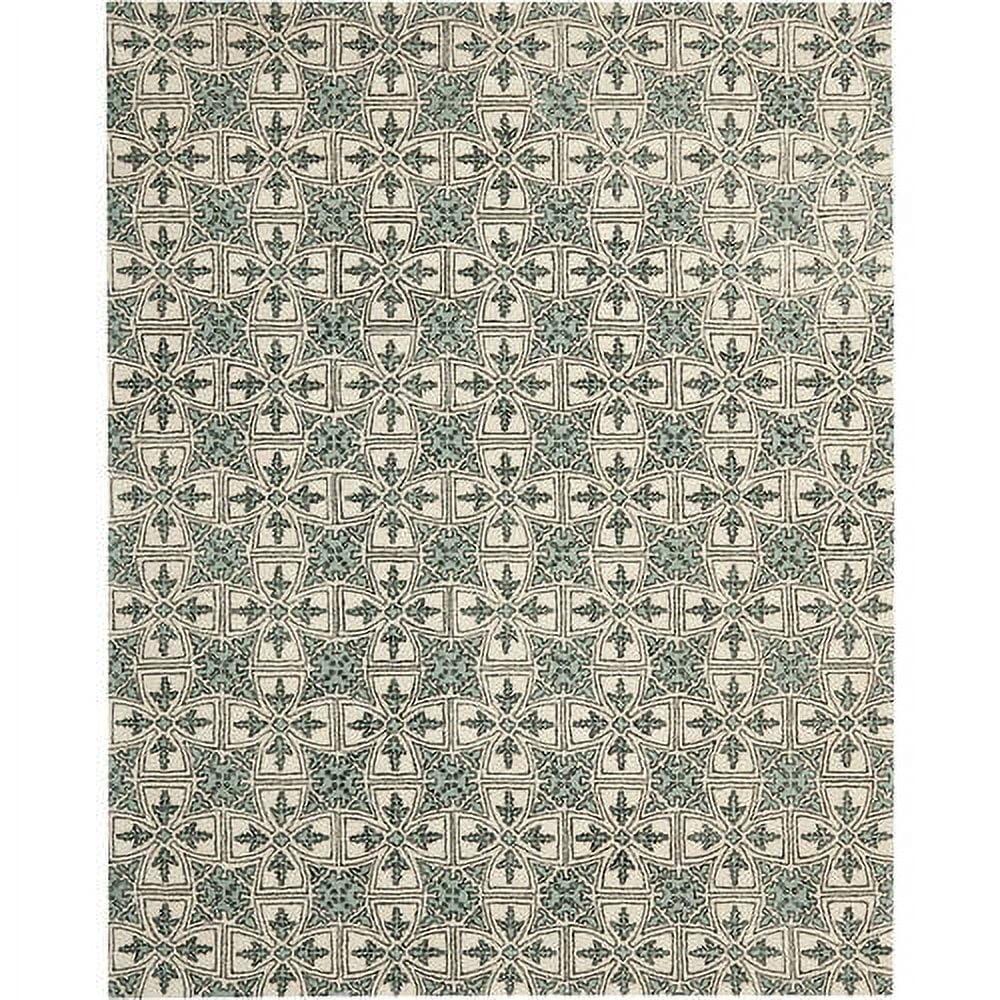 SAFAVIEH Chatham James Geometric Wool Area Rug, Light Blue/Ivory, 6' x 9'