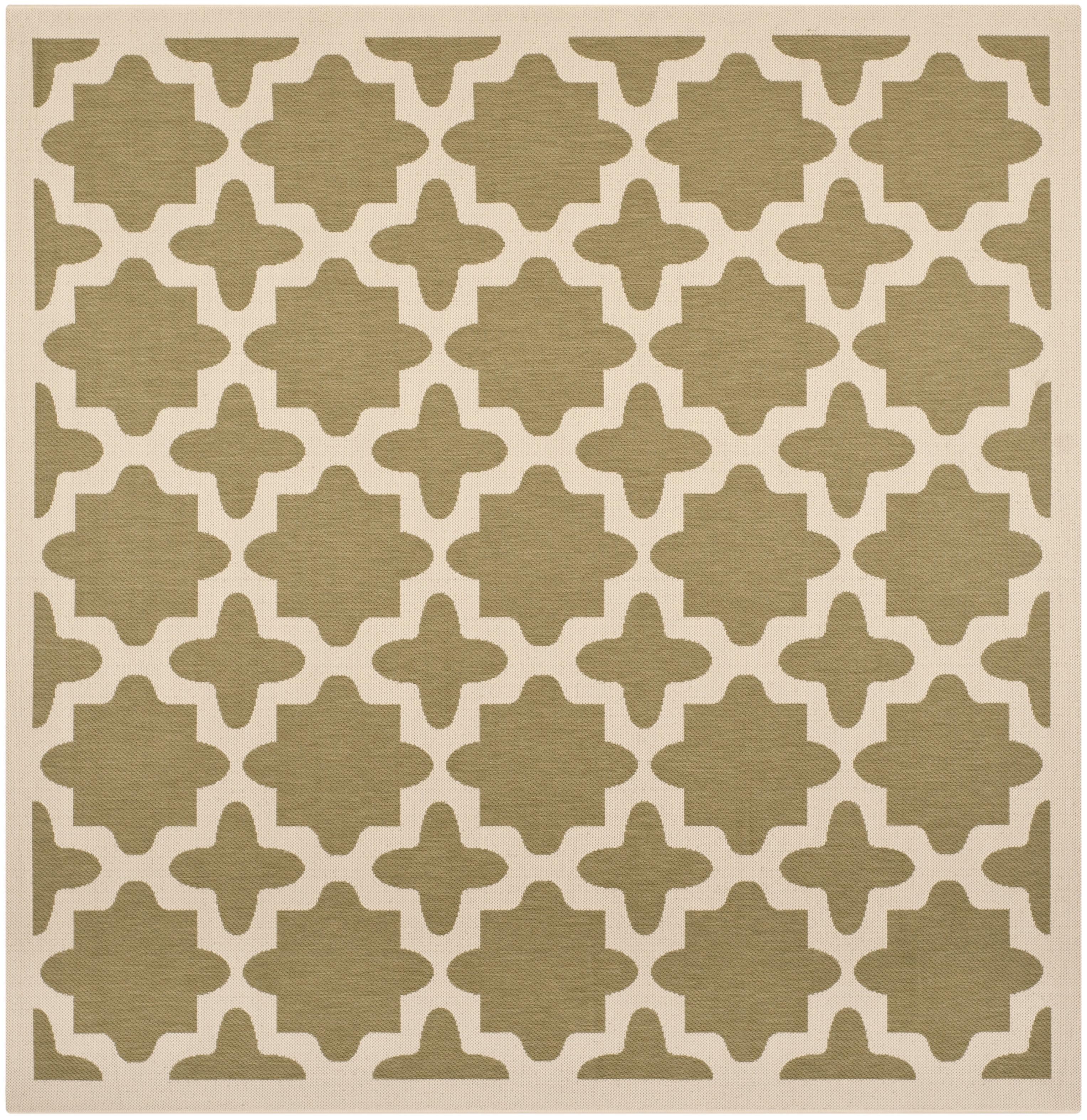 Courtyard CY6913 Power Loomed Indoor and Outdoor Area Rug - Green/Beige - 4'x4' - Safavieh