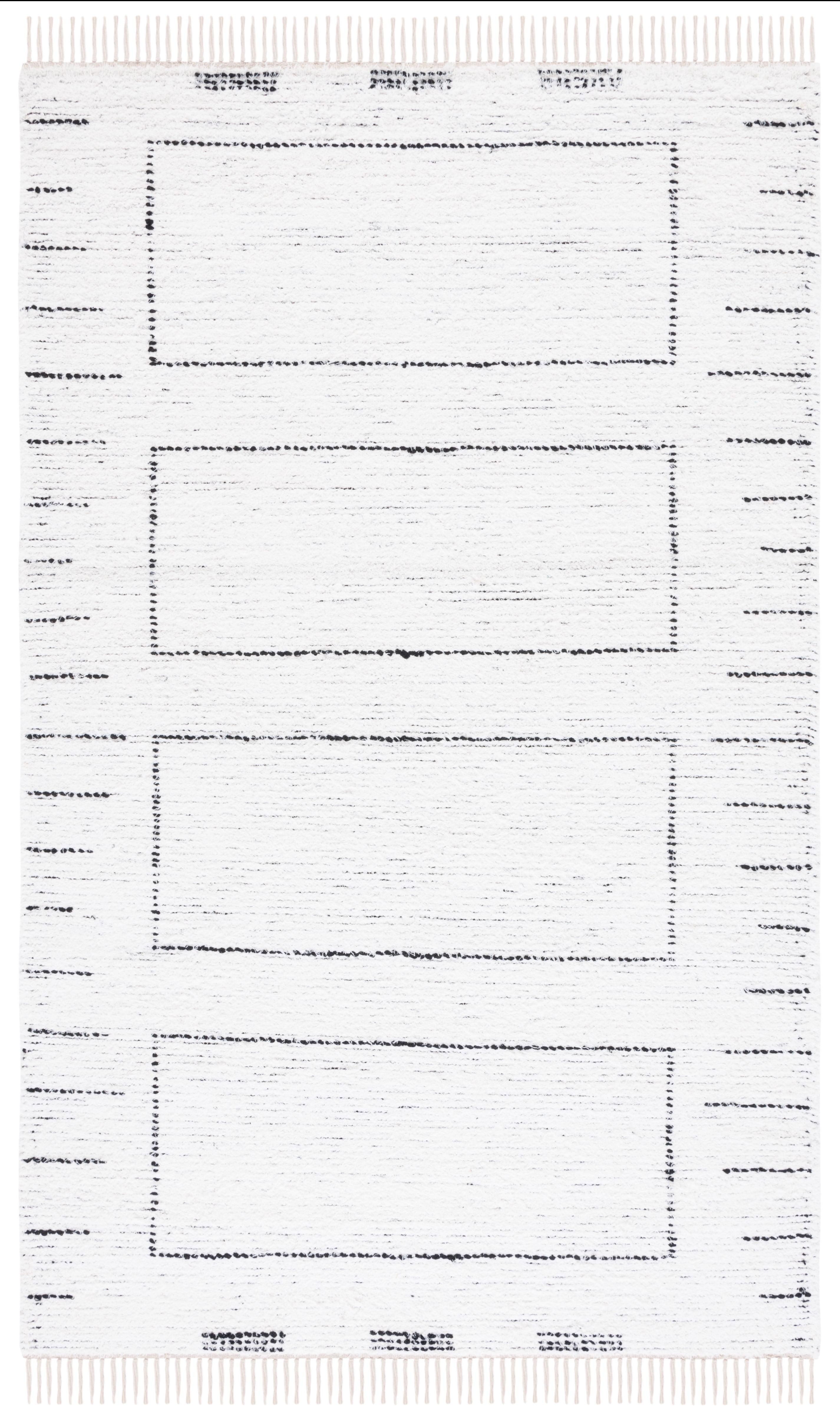 Casablanca 3' x 5' Ivory and Black Wool Shag Area Rug