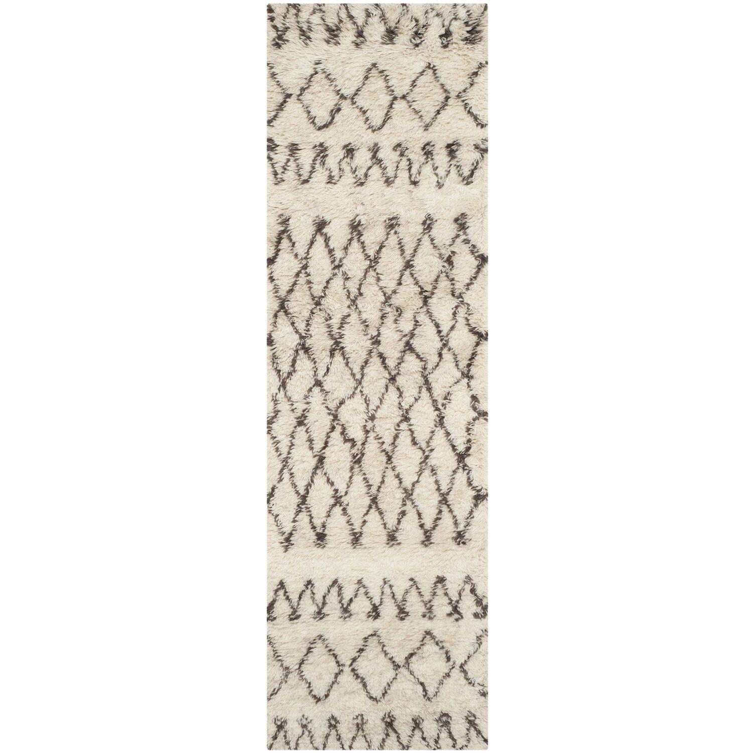 Casablanca CSB851 Hand Tufted Indoor Runner Rug - Ivory/Dark Brown - 2'3"x8' - Safavieh