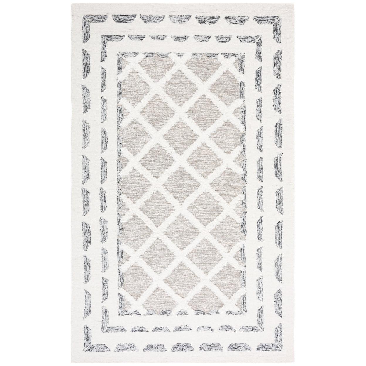 Casablanca Square Hand Tufted Gray Shag Wool Rug 3' x 5'