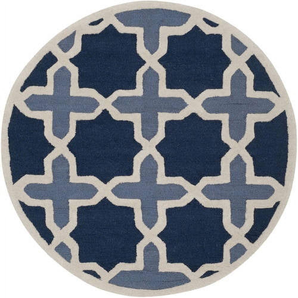 SAFAVIEH Cambridge Lincoln Geometric Wool Area Rug, Blue/Ivory, 4' x 4' Square