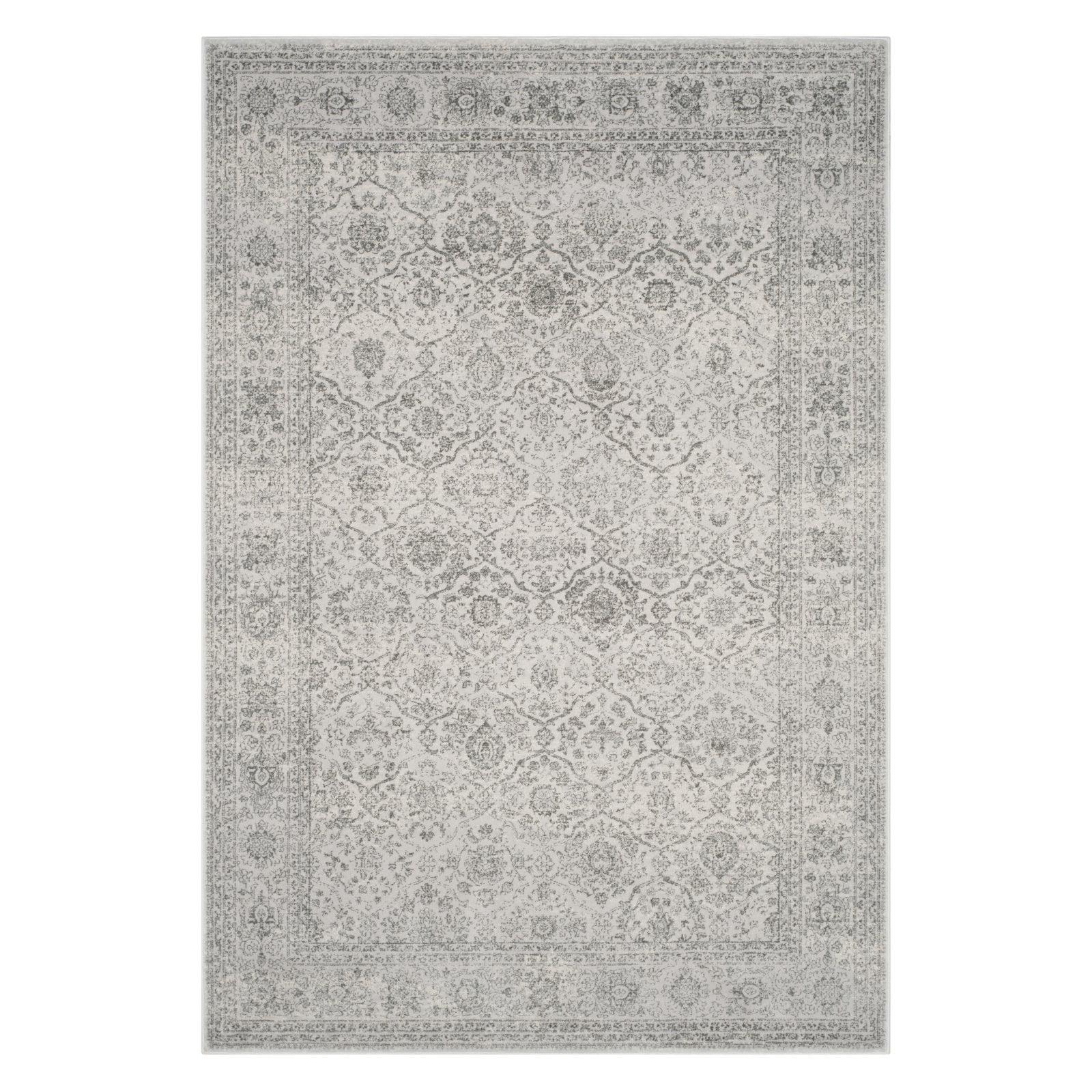 Elegant Light Grey & Grey 8' x 10' Synthetic Rectangular Area Rug