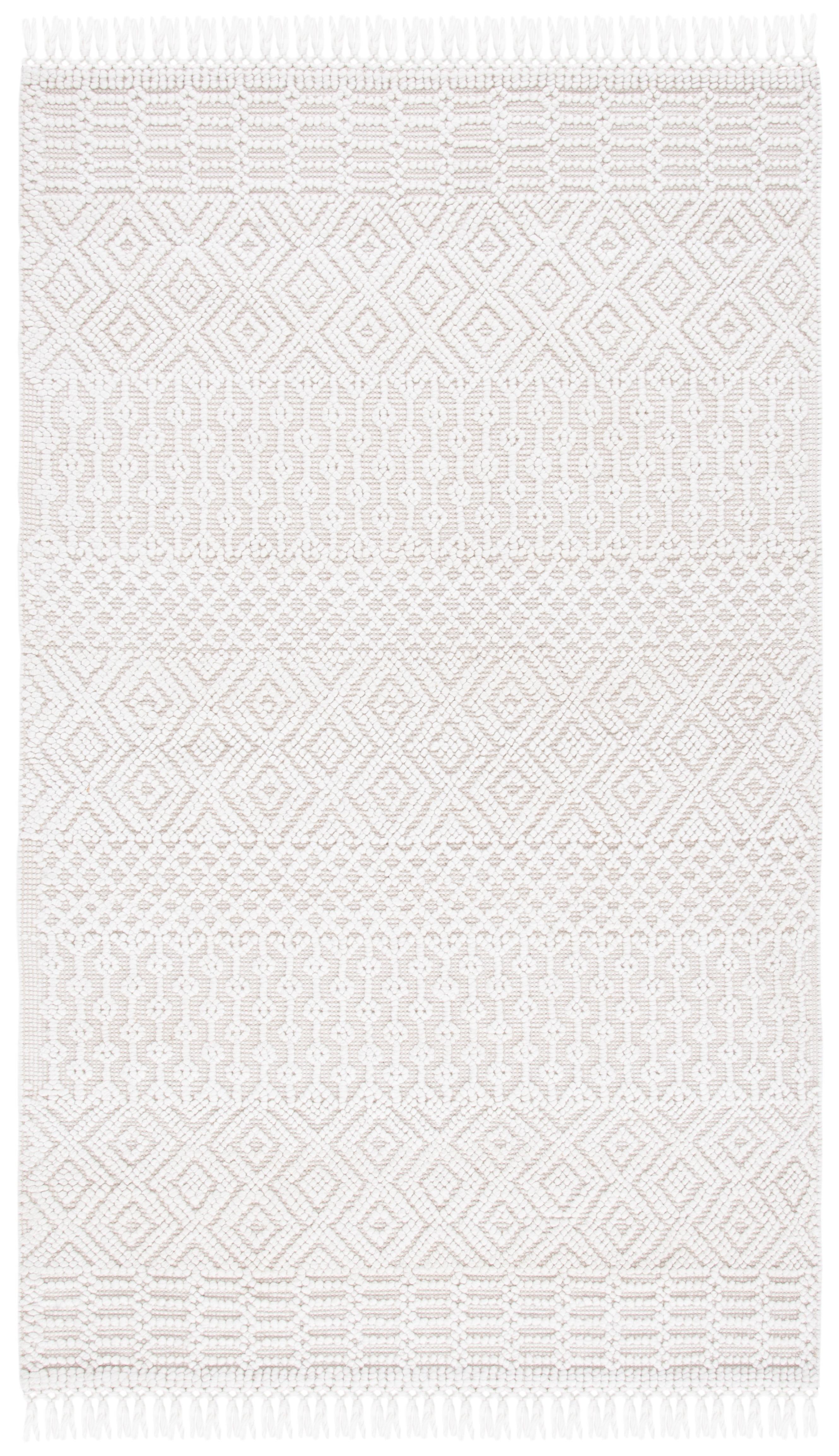 Ivory Hand-Tufted Wool Shag Area Rug, 4' x 6'