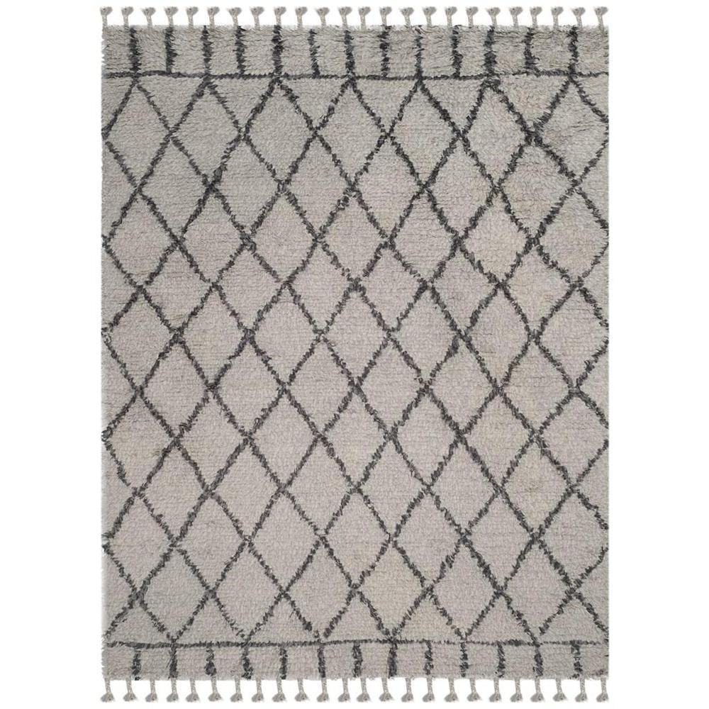 Safavieh Casablanca Contemporary Hand-Knotted Wool Runner Rug-Color:Gray/ Dark Gray,Shape:Large Rectangle,Size:9' x 12'