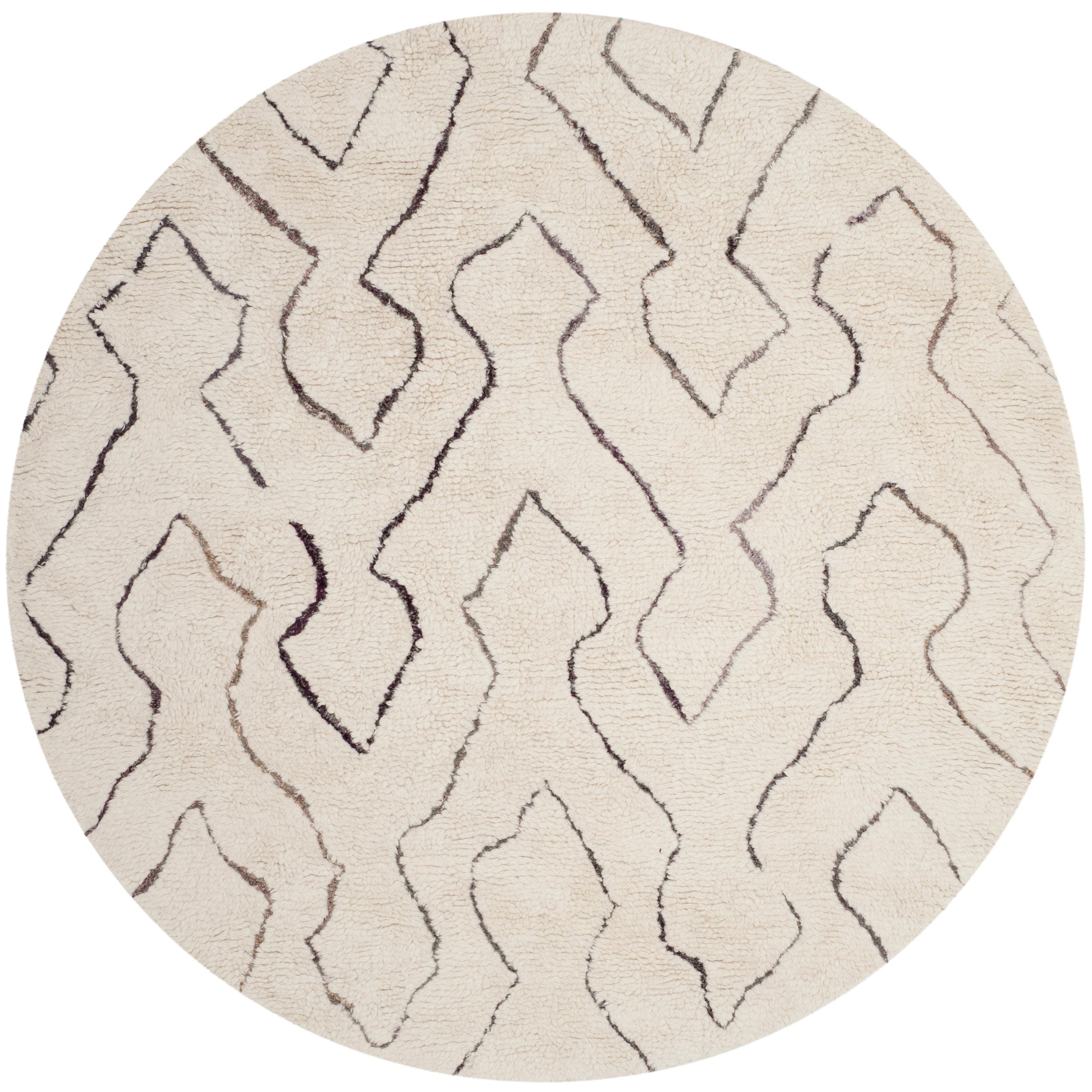 SAFAVIEH Casablanca Rada Abstract Shag Area Rug, Ivory/Multi, 6' x 6' Round