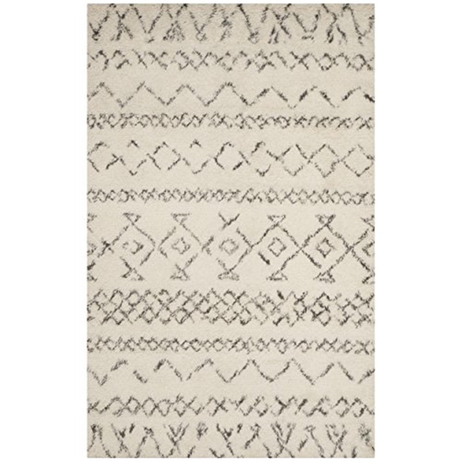 Ivory Elegance 4' x 6' Hand-Tufted Wool Shag Rug