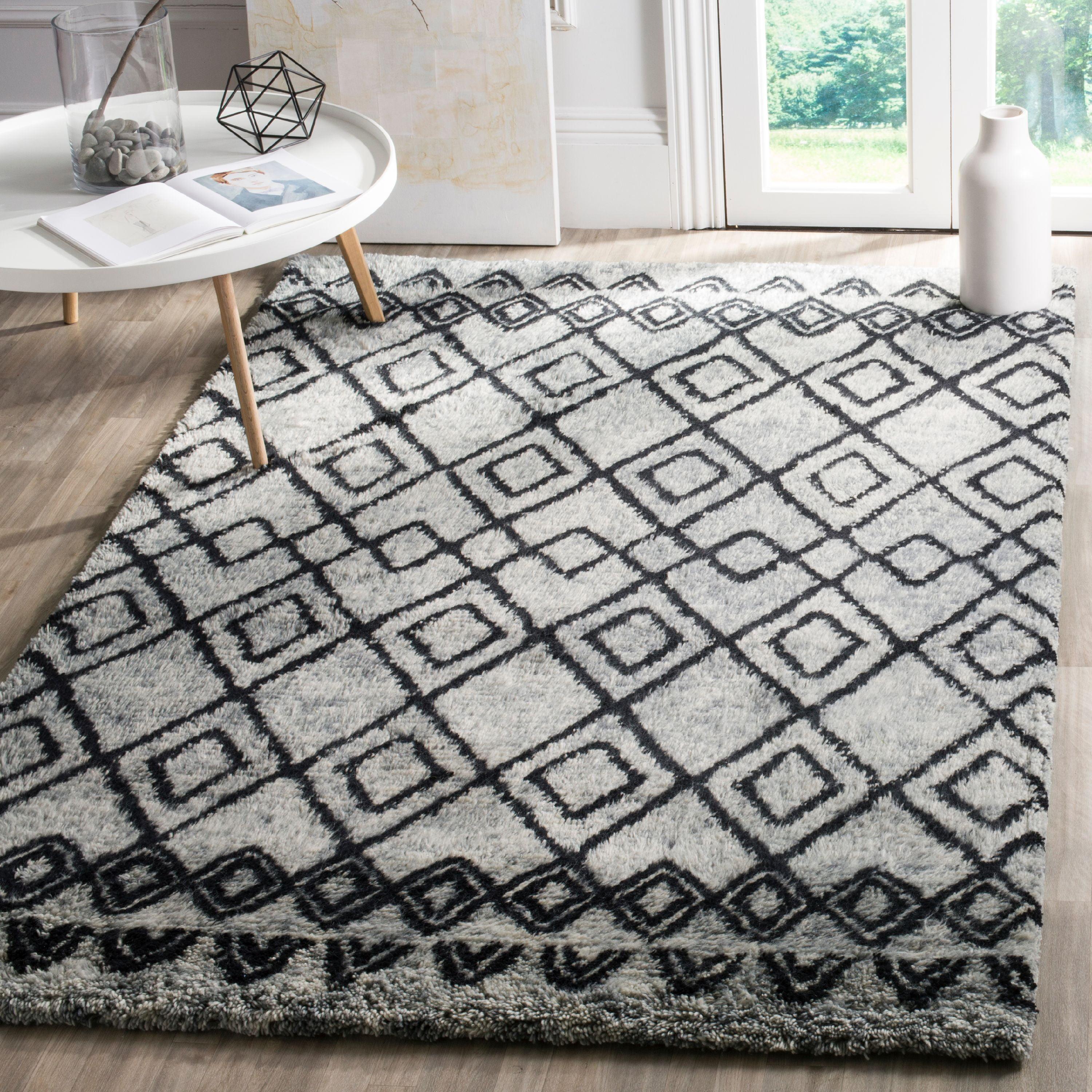 Gray Hand-Tufted Wool Shag Area Rug 4' x 6'