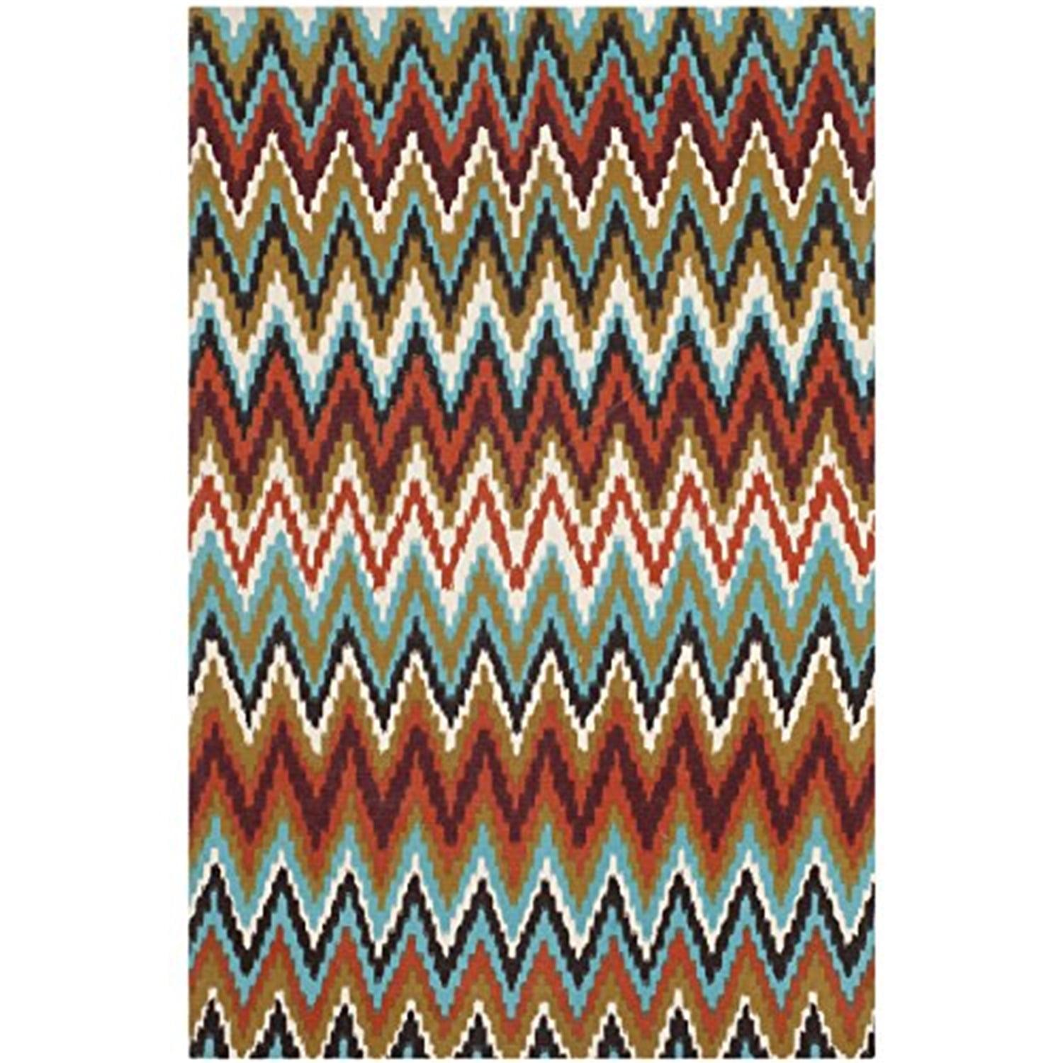 Safavieh Cedar Brook Collection Handmade Cotton Area Rug-Color:Teal/Red,Shape:Small Rectangle,Size:6'L x 4'W