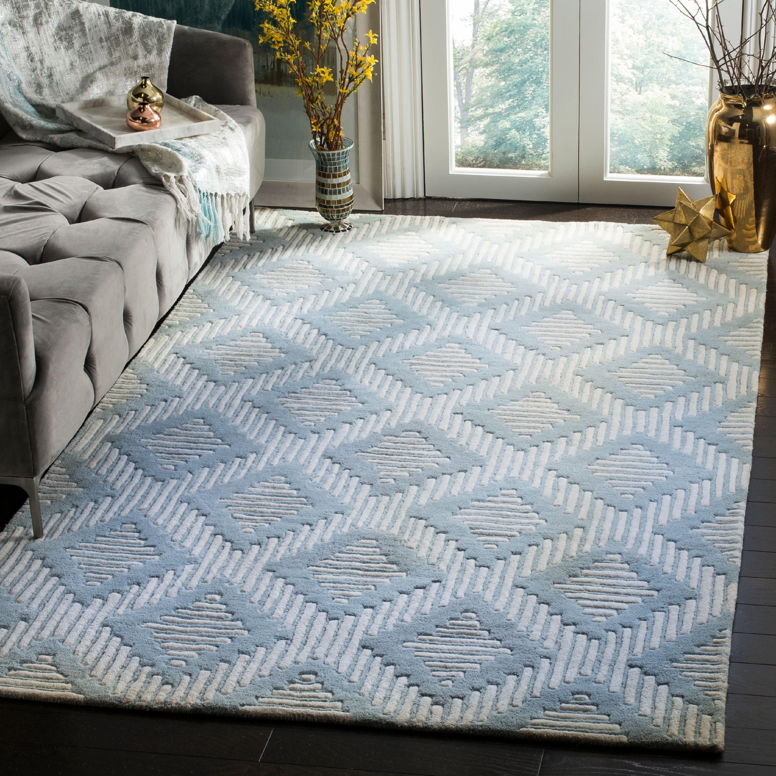 Hand-Tufted Woolen Non-Slip 5' Square Gray Area Rug