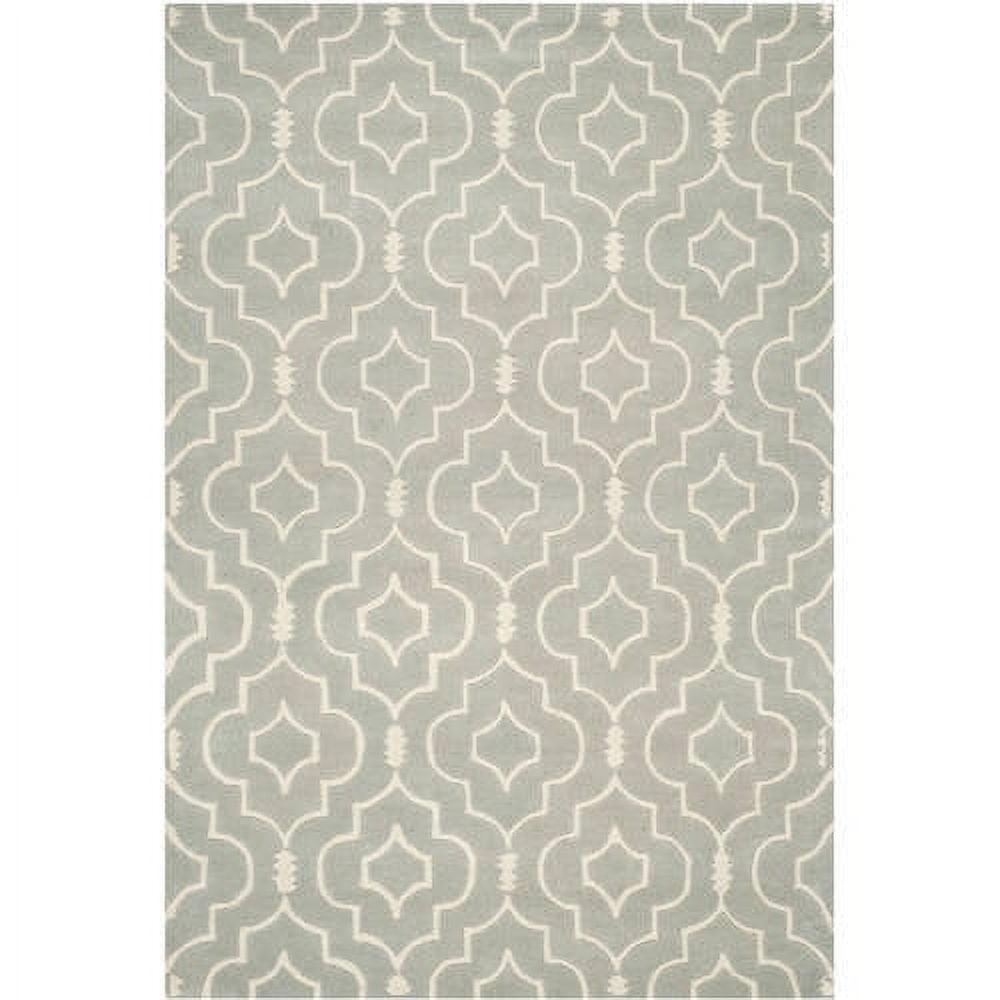 Grey and Ivory Hand-Tufted Wool Geometric 4' x 6' Rug