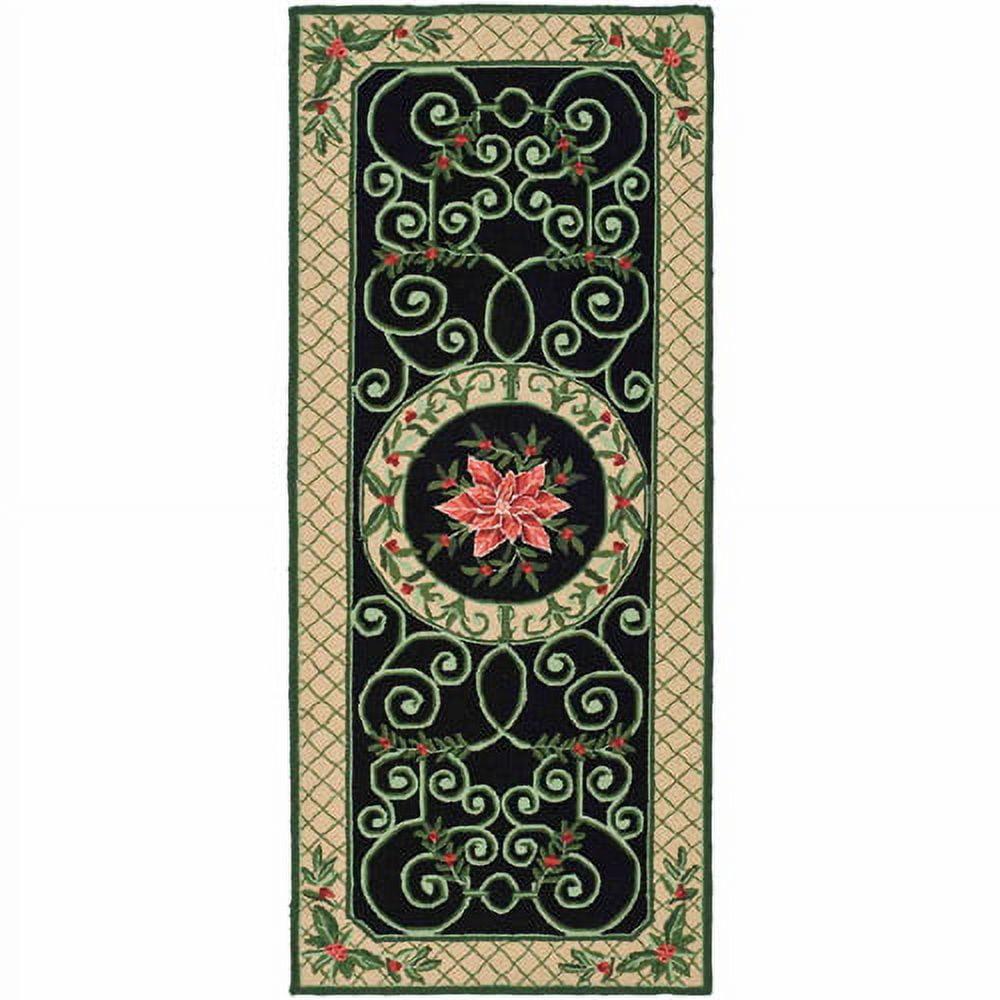 Handmade Ivory Floral Wool Runner Rug